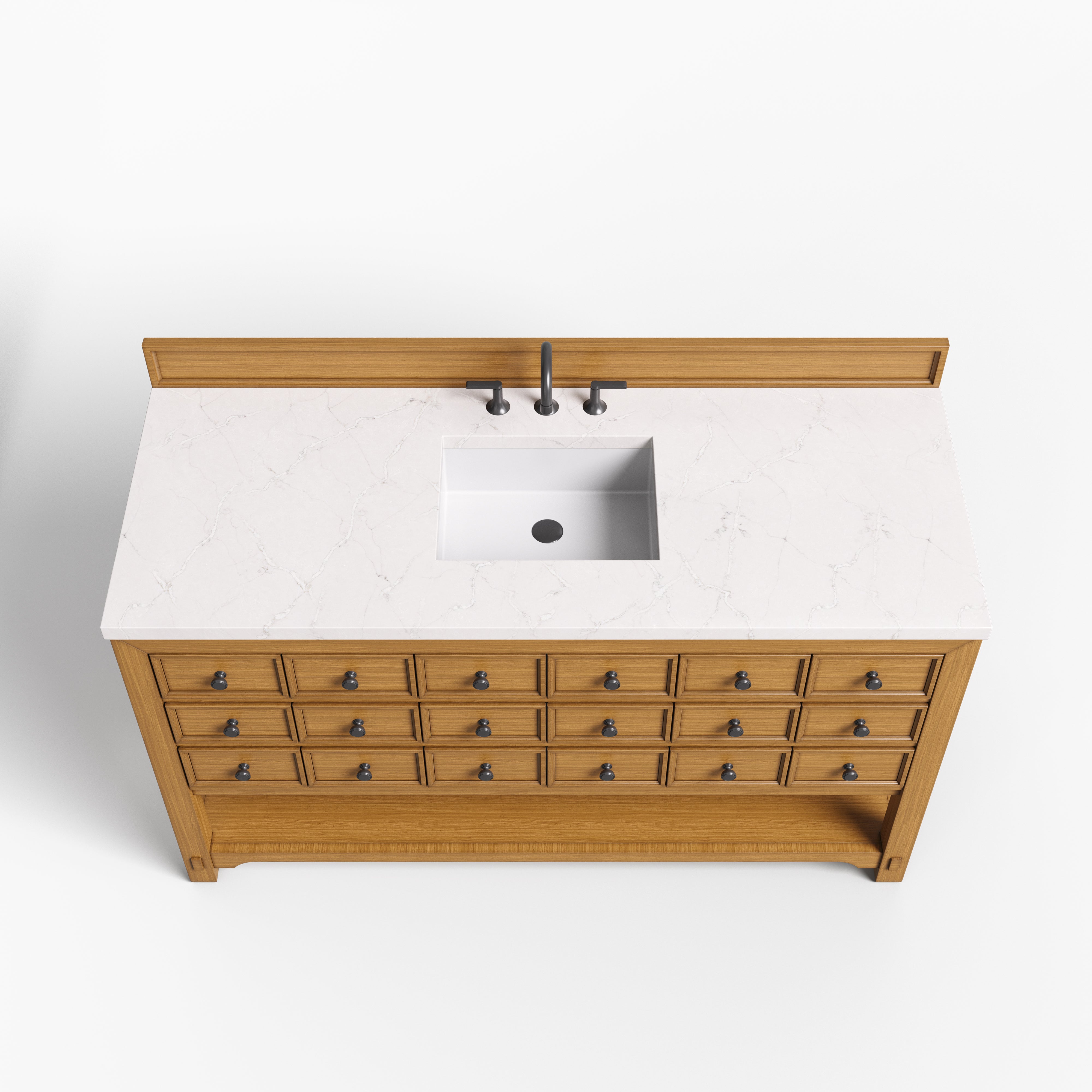 Rosalie 60" Single Vanity in Amber Birch with 3 cm Victorian Silver Quartz Top