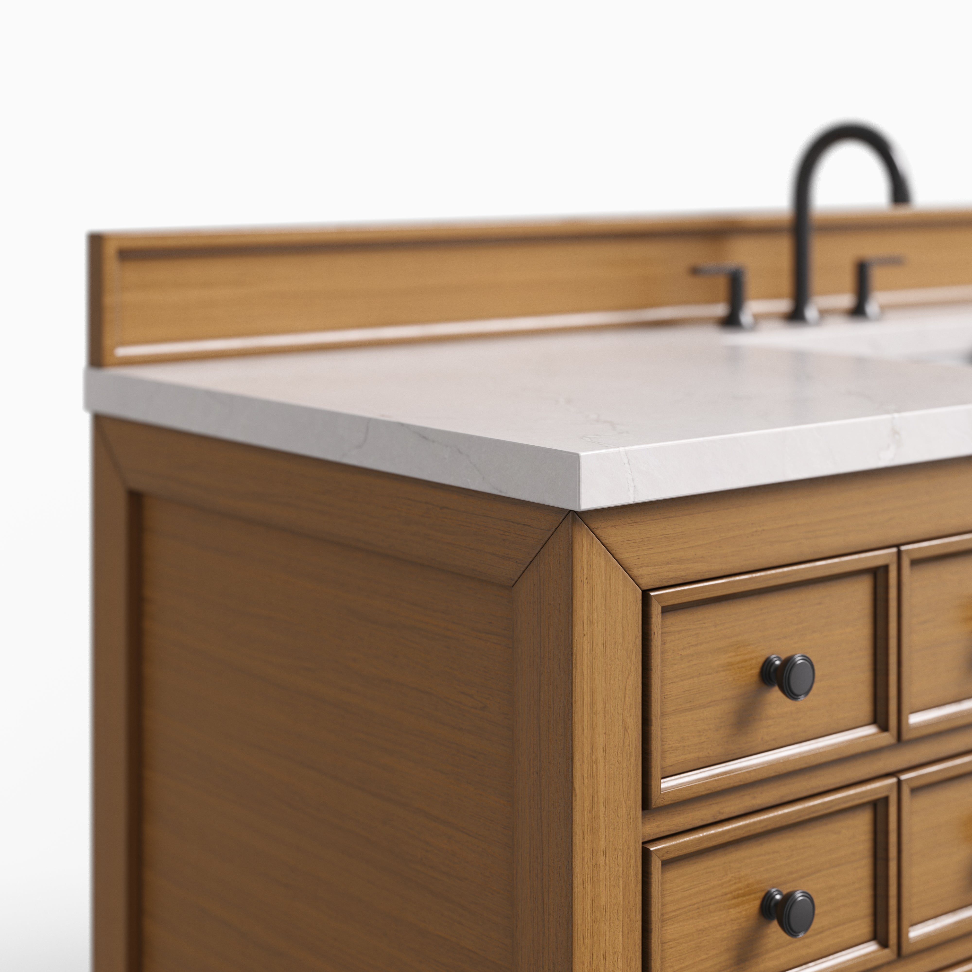 Rosalie 60" Single Vanity in Amber Birch with 3 cm Victorian Silver Quartz Top