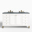 Janelle 60" Double Vanity in Glossy White with 3 cm Charcoal Soapstone Silestone Top