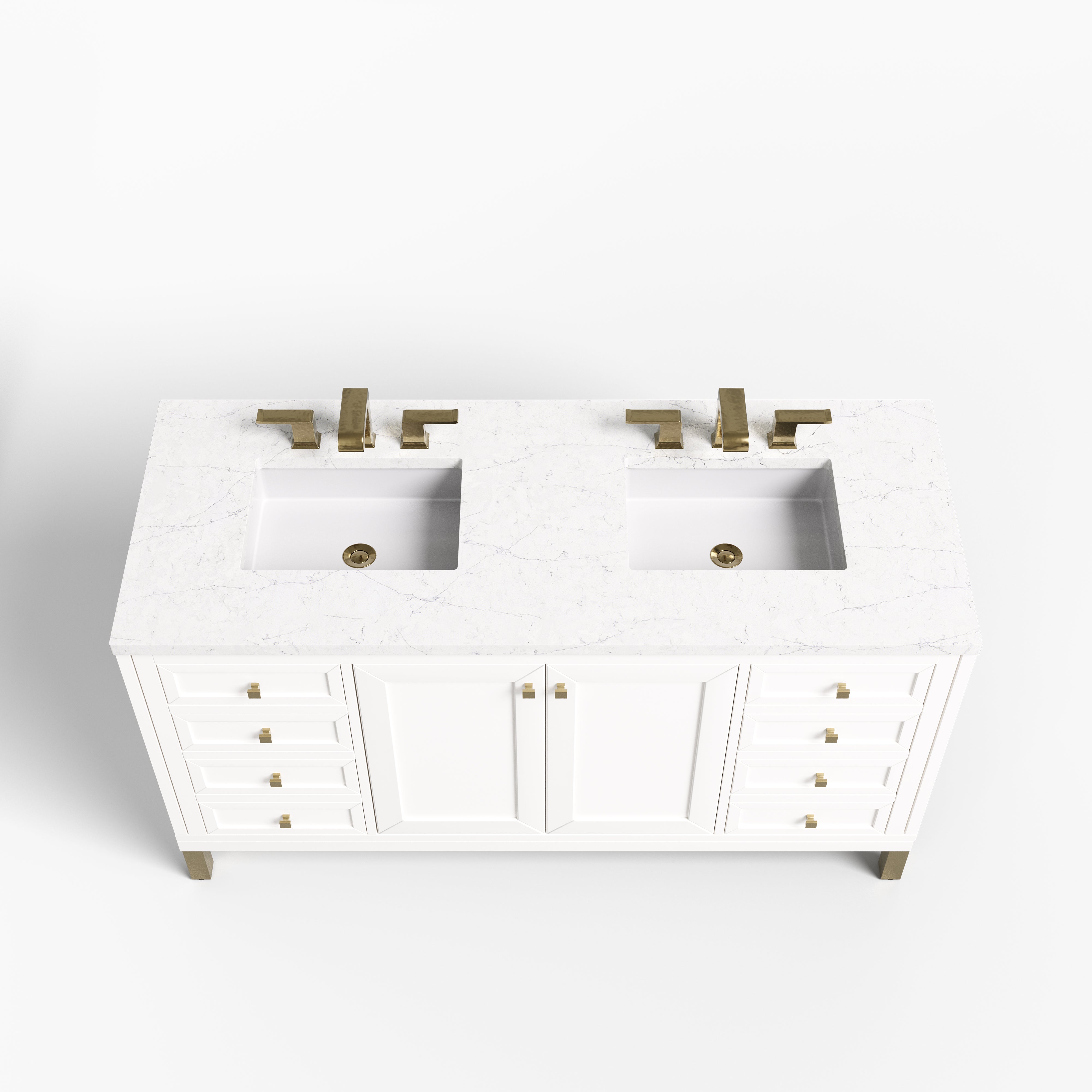 Janelle 60" Double Vanity in Glossy White with 3 cm Eternal Jasmine Pearl Silestone Top