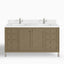Janelle 60" Double Vanity in Walnut Whisper with Single Hole 3cm White Zeus Silestone Top & Backsplash
