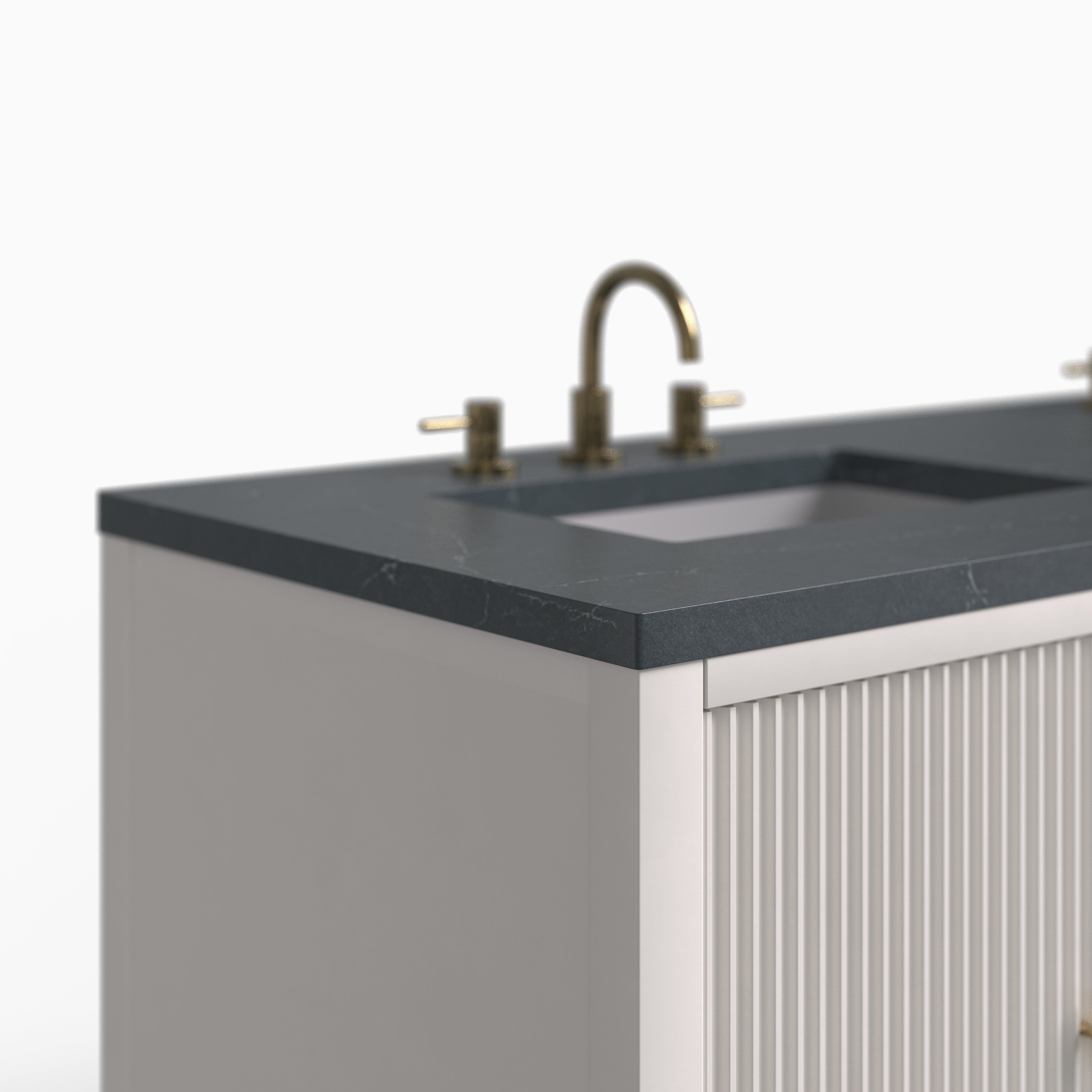 Sasha 60" Double Vanity in Bright White with 3 cm Charcoal Soapstone Quartz Top