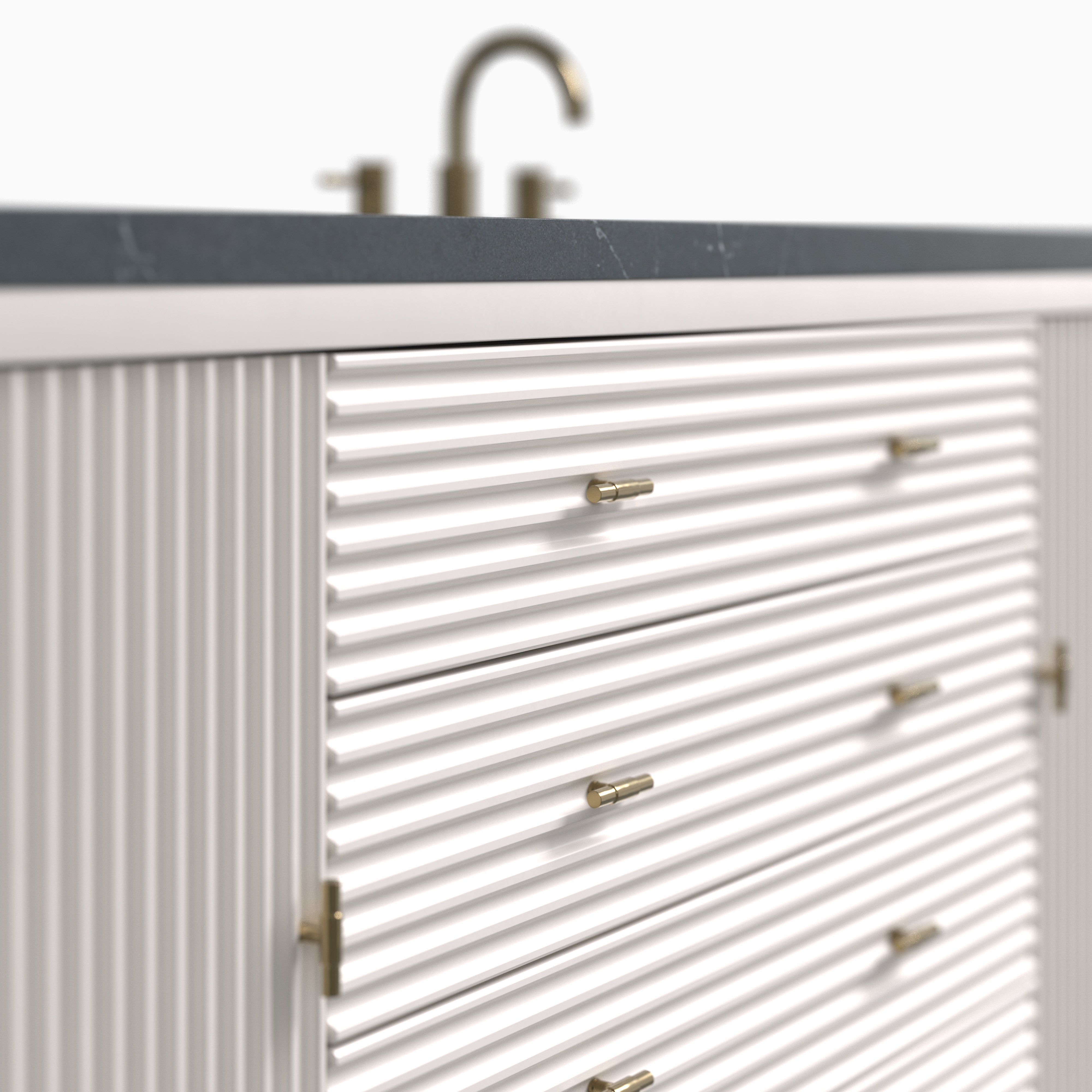 Sasha 60" Double Vanity in Bright White with 3 cm Charcoal Soapstone Quartz Top