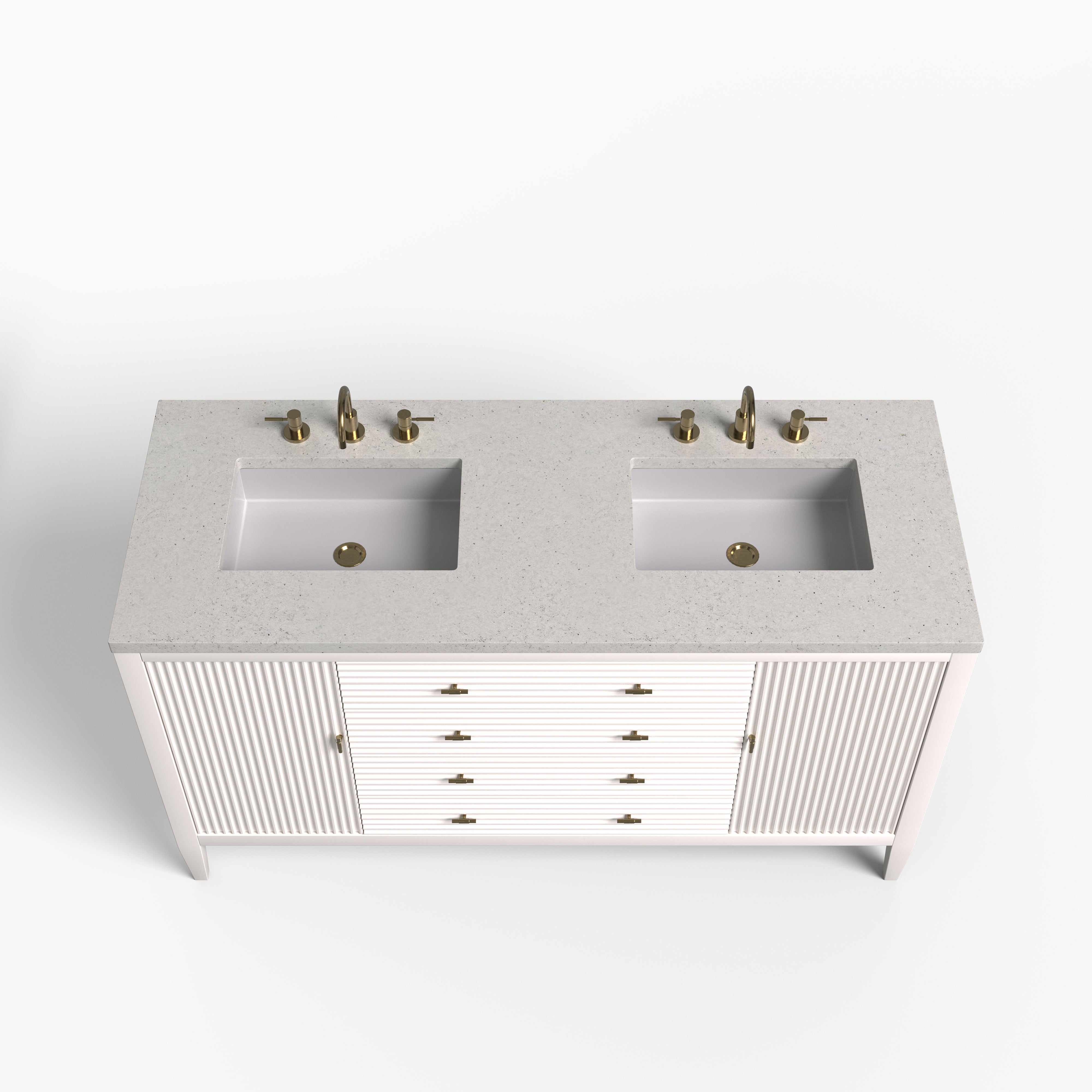 Sasha 60" Double Vanity in Bright White with 3 cm Lime Delight Quartz Top