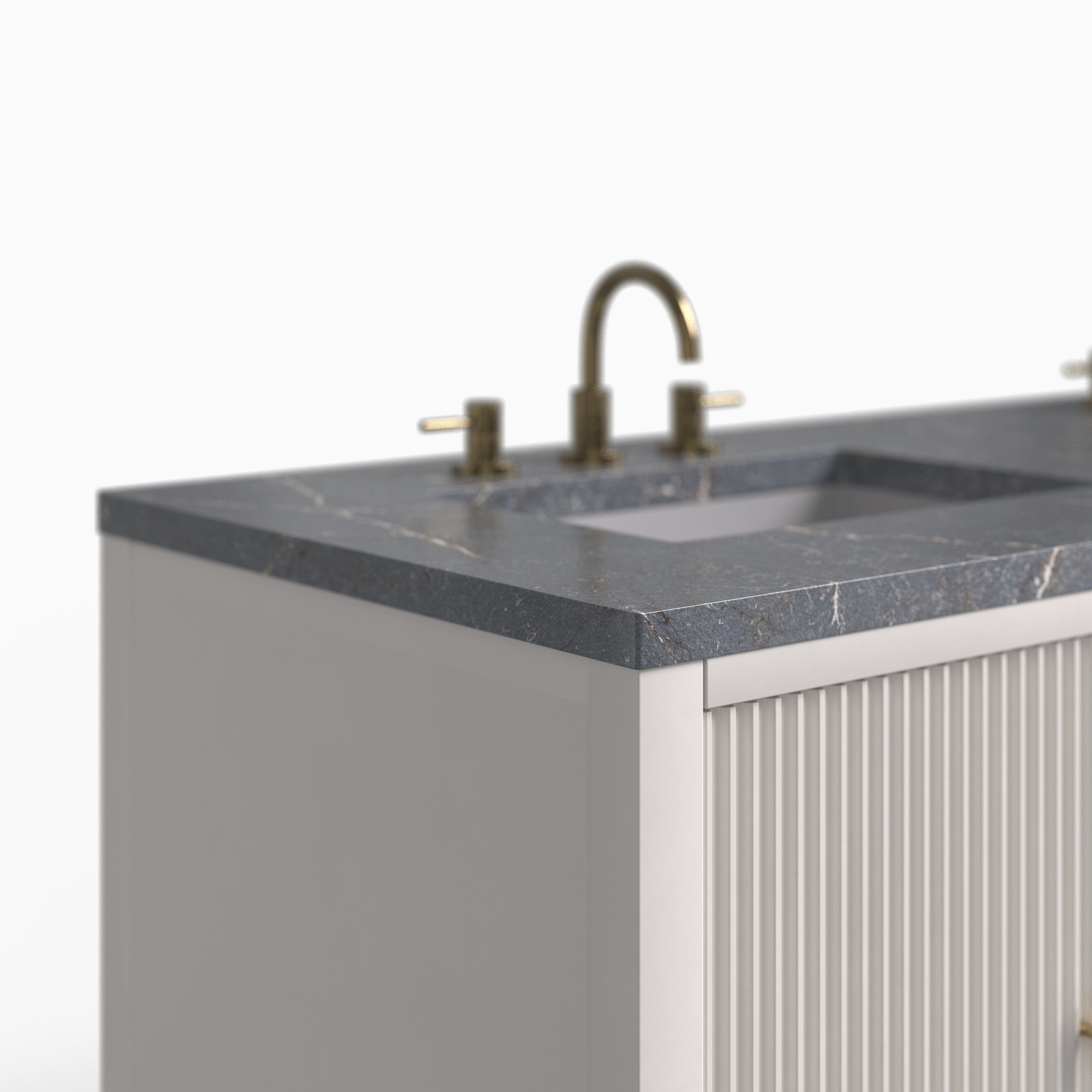 Sasha 60" Double Vanity in Bright White with 3 cm Parisien Bleu Quartz Top