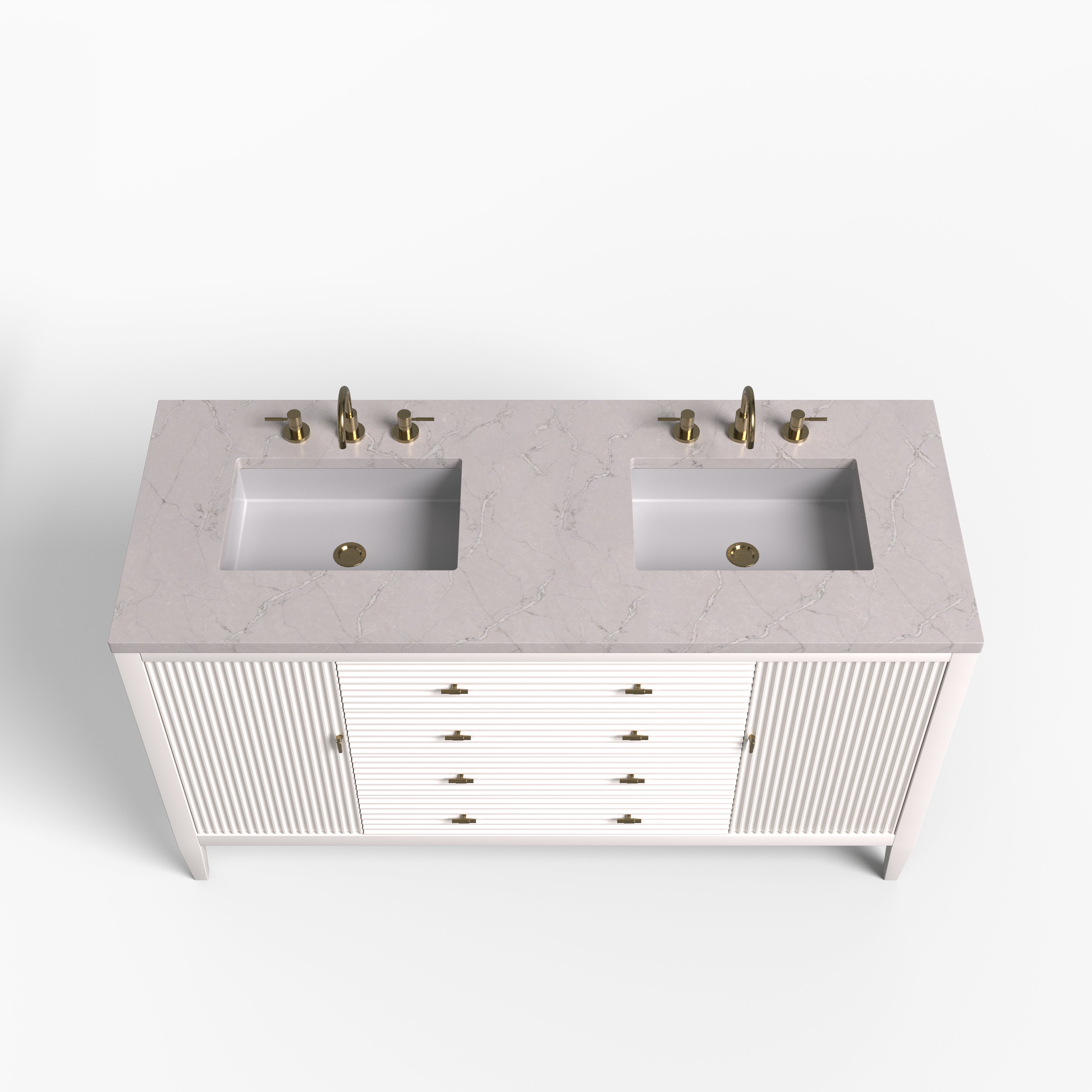 Sasha 60" Double Vanity in Bright White with 3 cm Victorian Silver Quartz Top