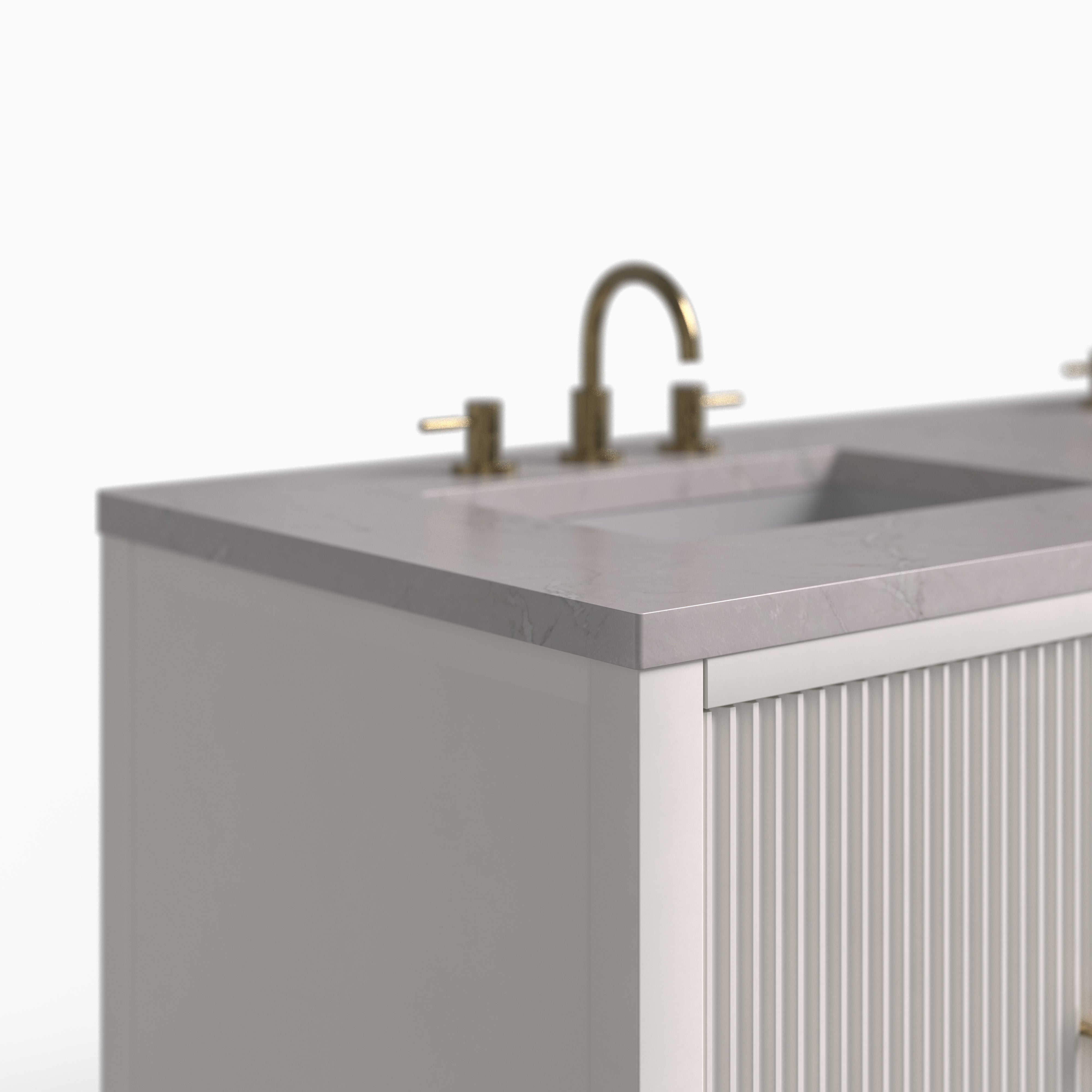 Sasha 60" Double Vanity in Bright White with 3 cm Victorian Silver Quartz Top