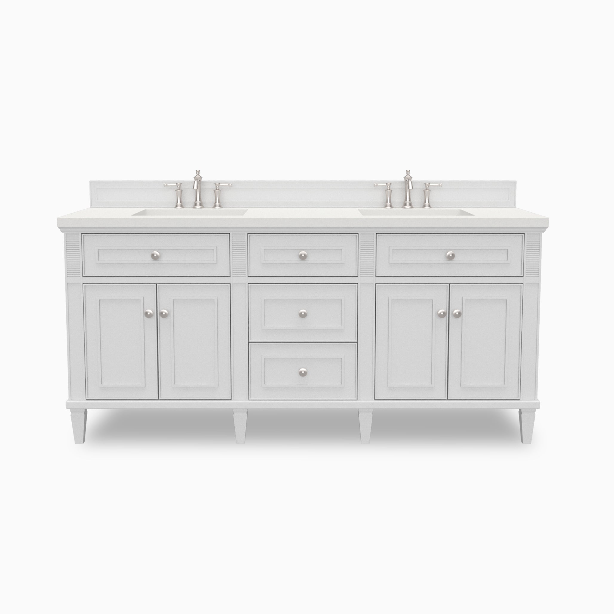 Elodie 72" Double Vanity in Bright White with 3 cm Lime Delight Quartz Top