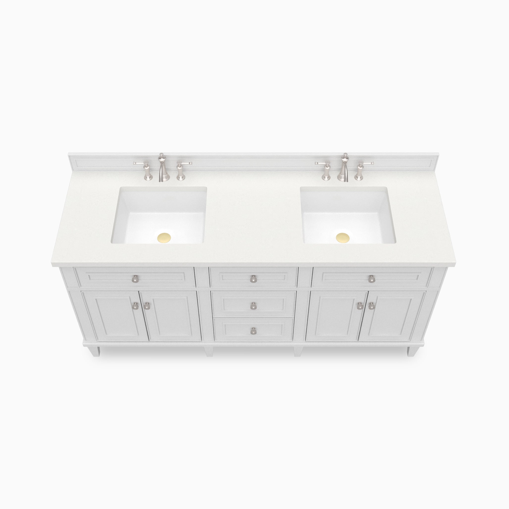 Elodie 72" Double Vanity in Bright White with 3 cm Lime Delight Quartz Top