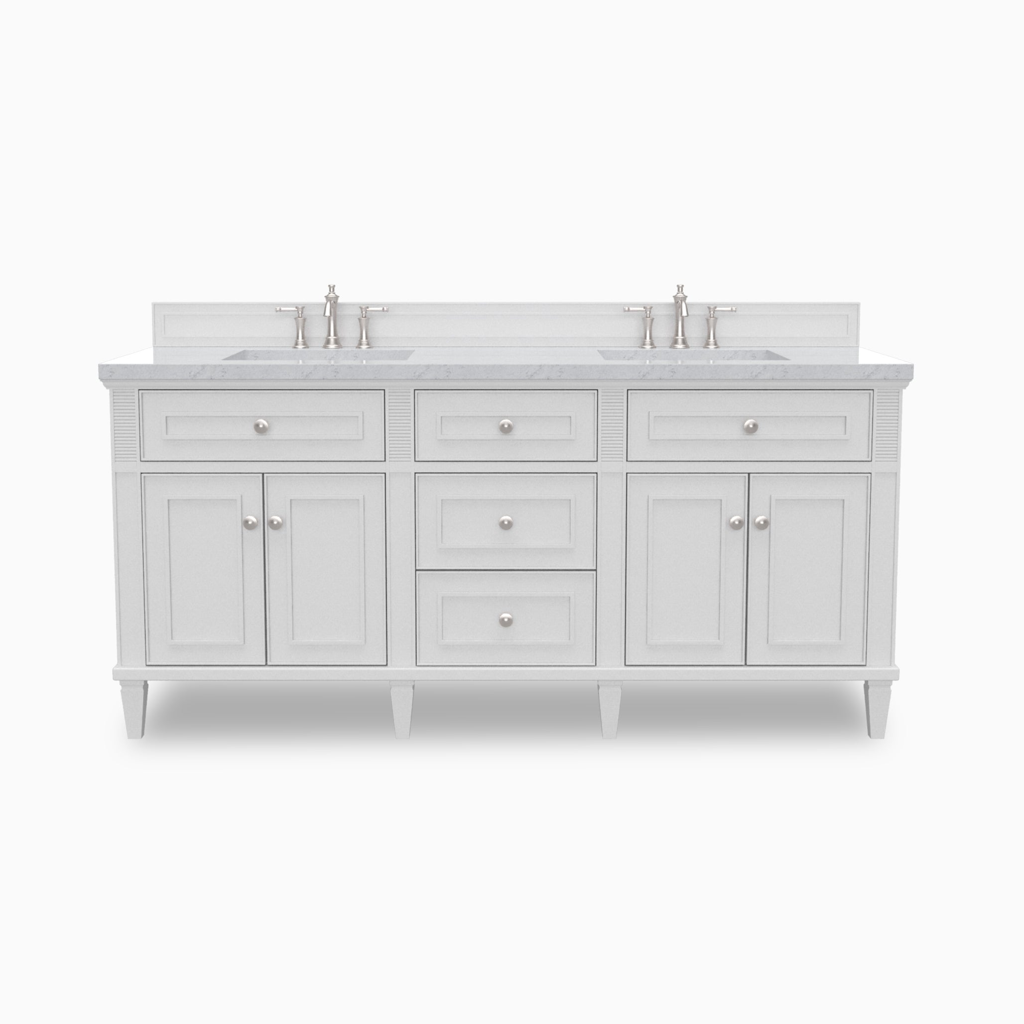 Elodie 72" Double Vanity in Bright White with 3 cm Victorian Silver Quartz Top