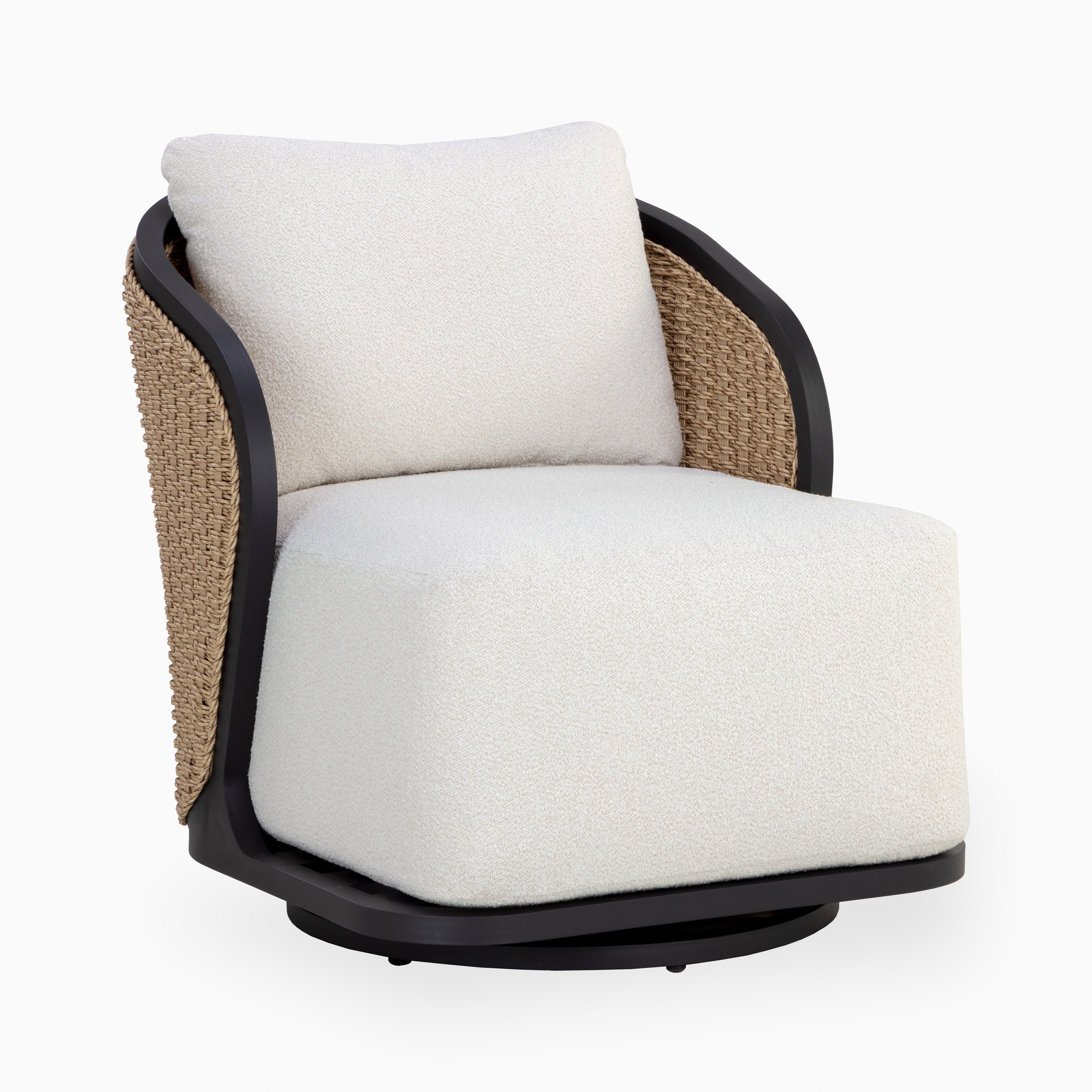 Sabine Outdoor Swivel Chair in Cream