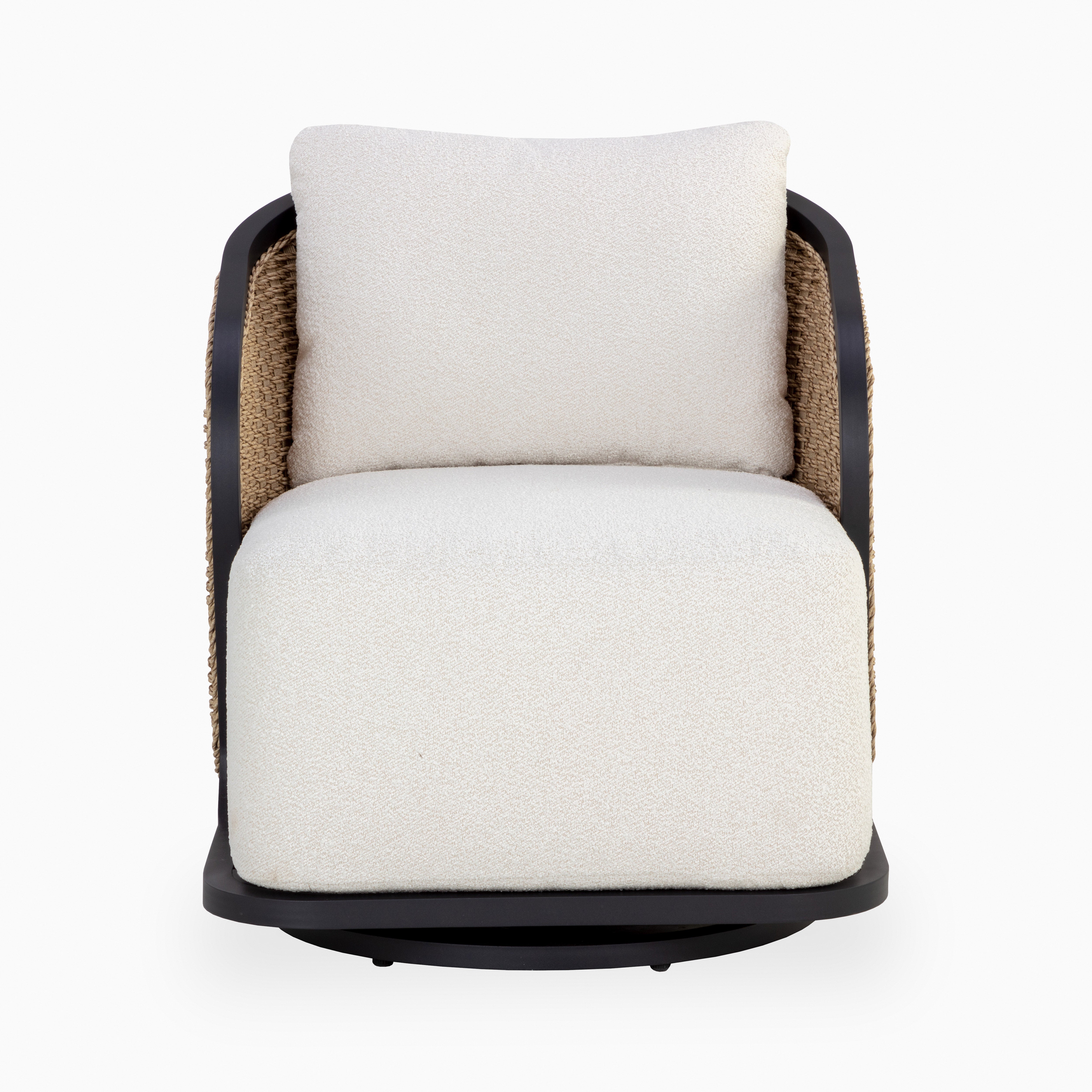 Sabine Outdoor Swivel Chair in Cream
