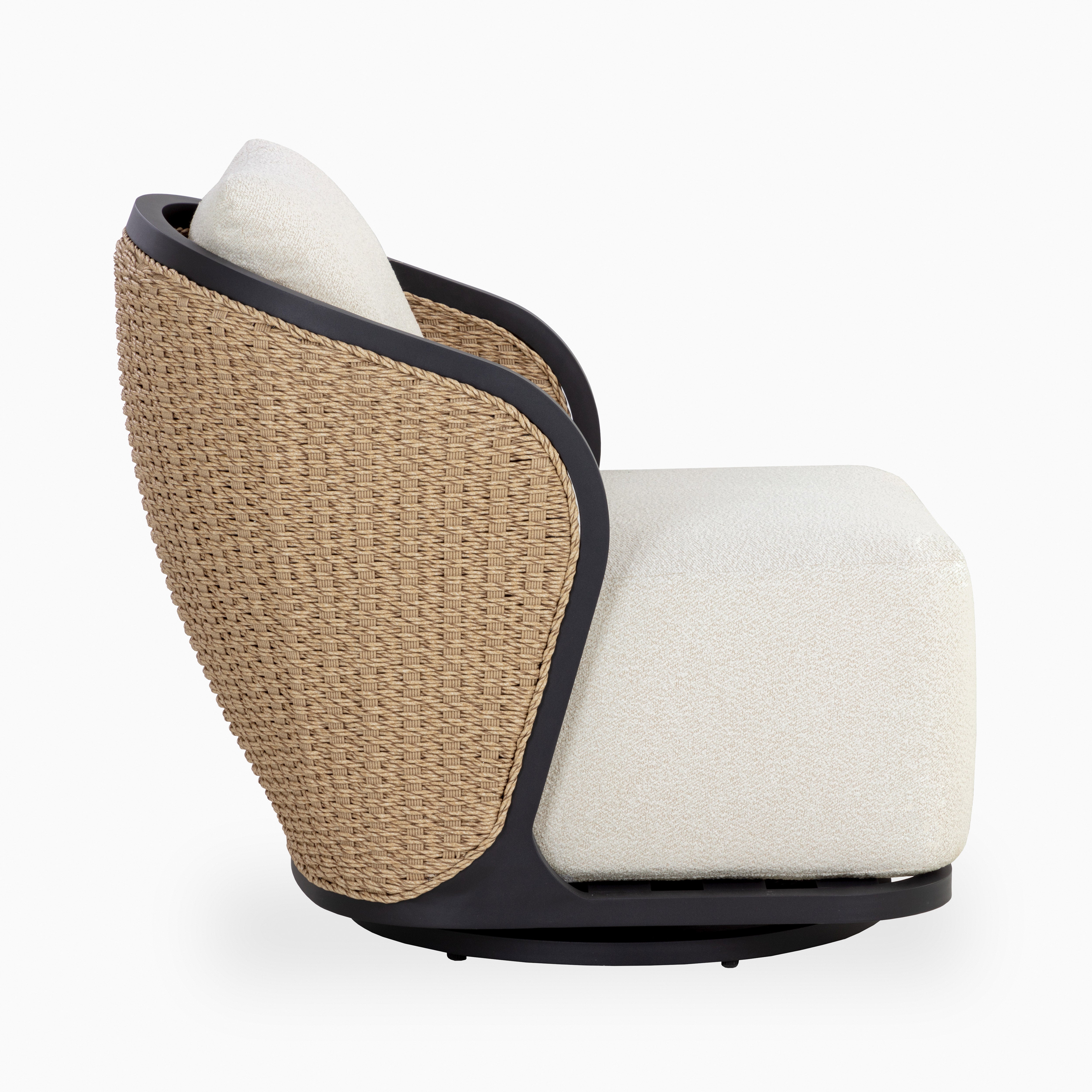 Sabine Outdoor Swivel Chair in Cream