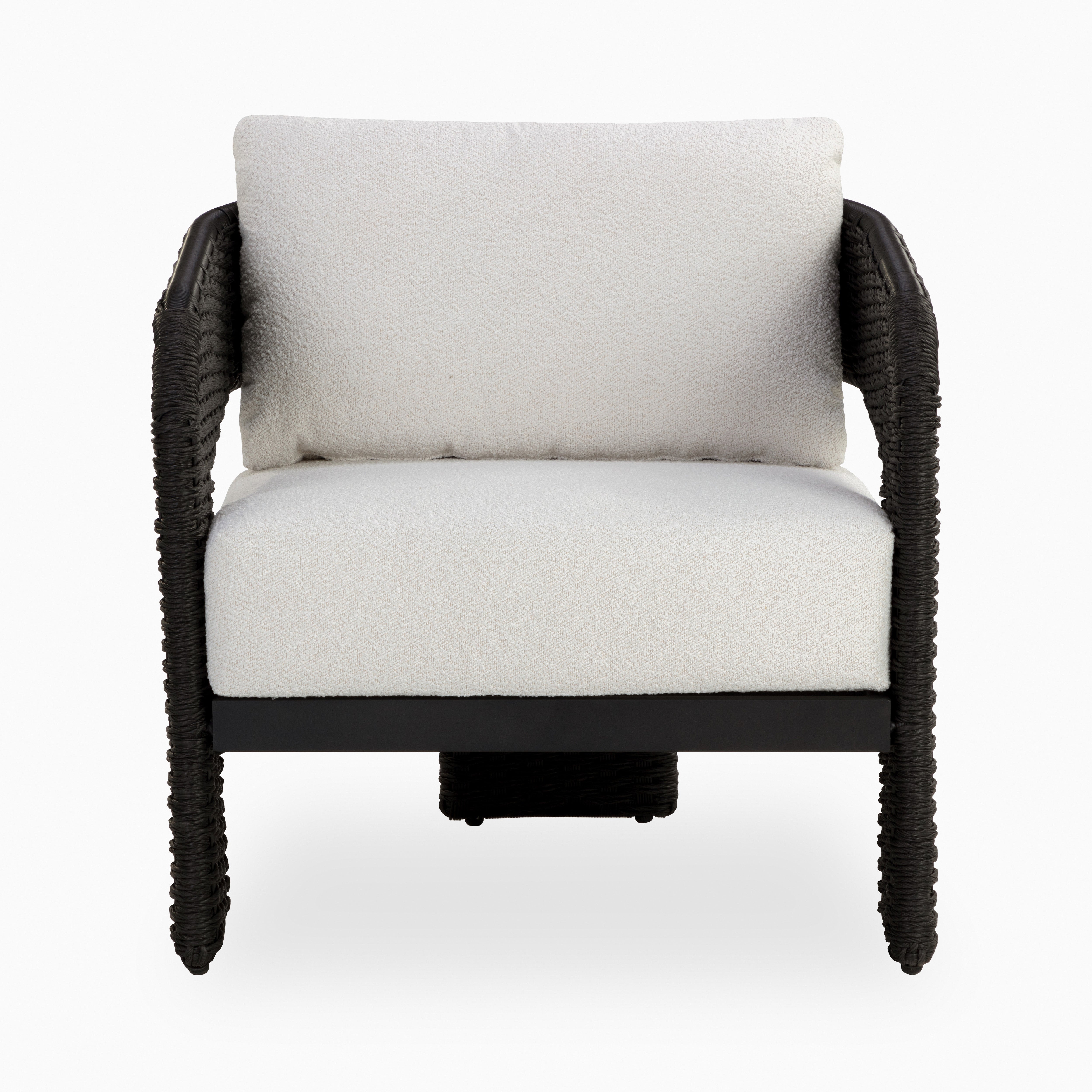 Carden Outdoor Lounge Chair in Black/Cream