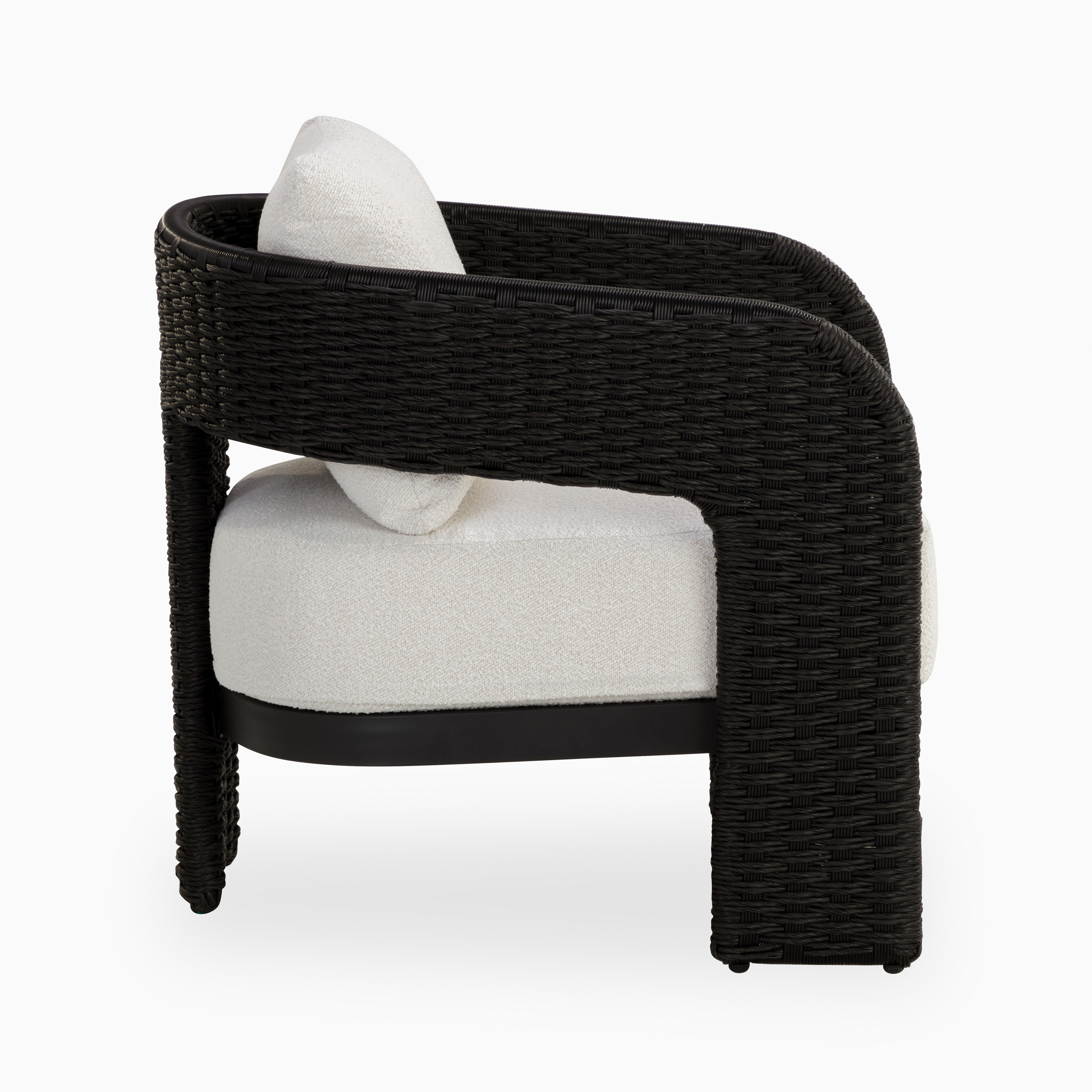 Carden Outdoor Lounge Chair in Black/Cream