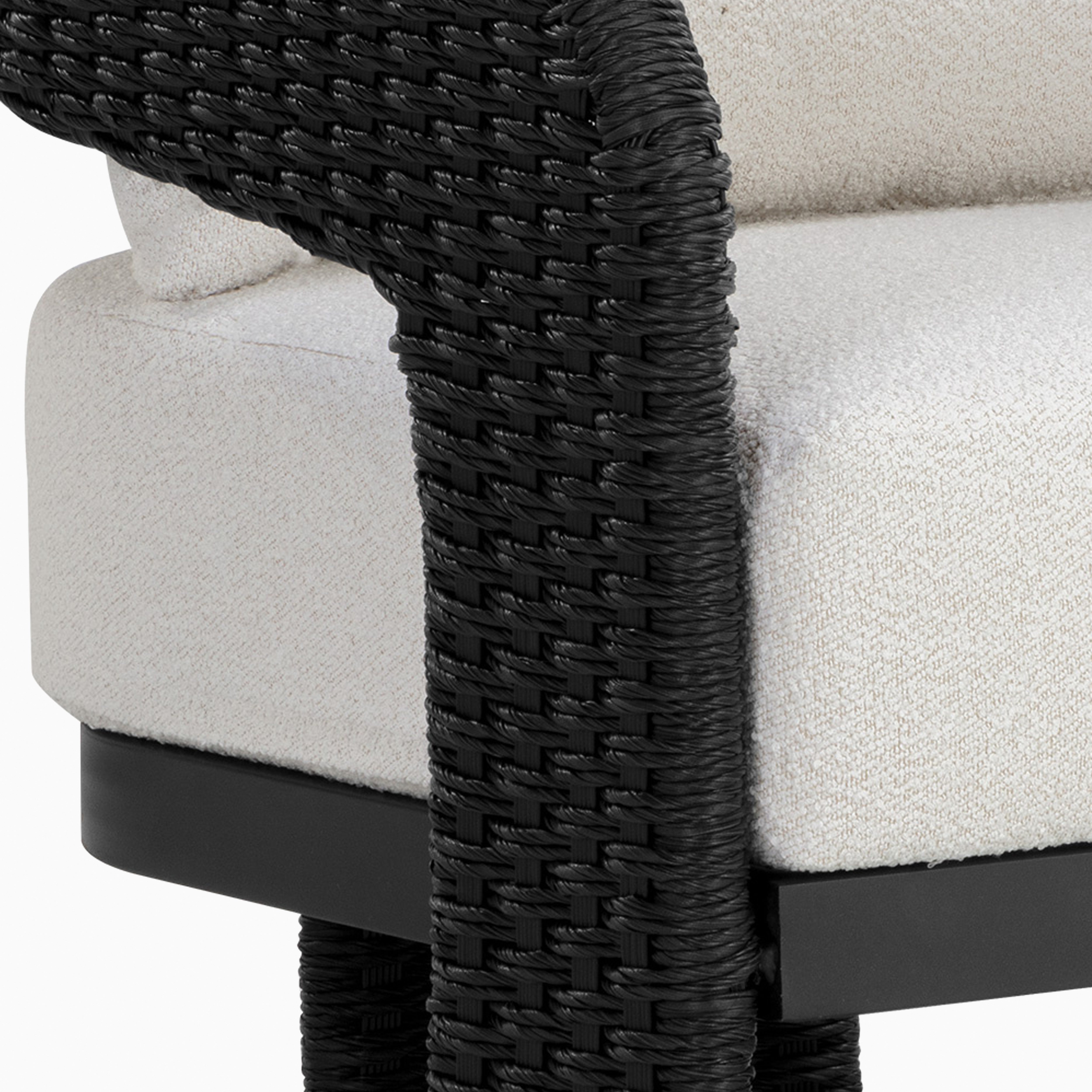Carden Outdoor Lounge Chair in Black/Cream