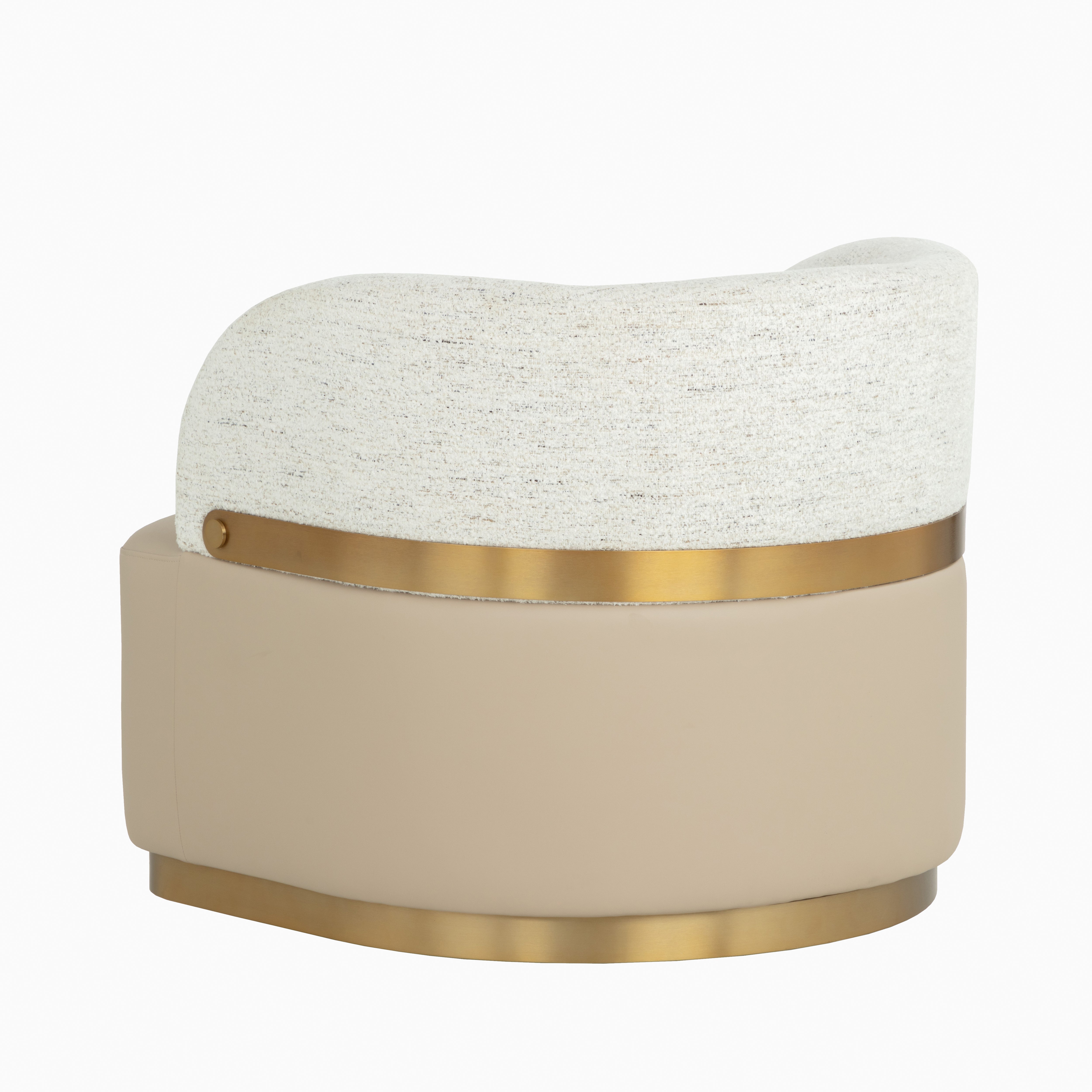 Salvaris Swivel Lounge Chair in Cream