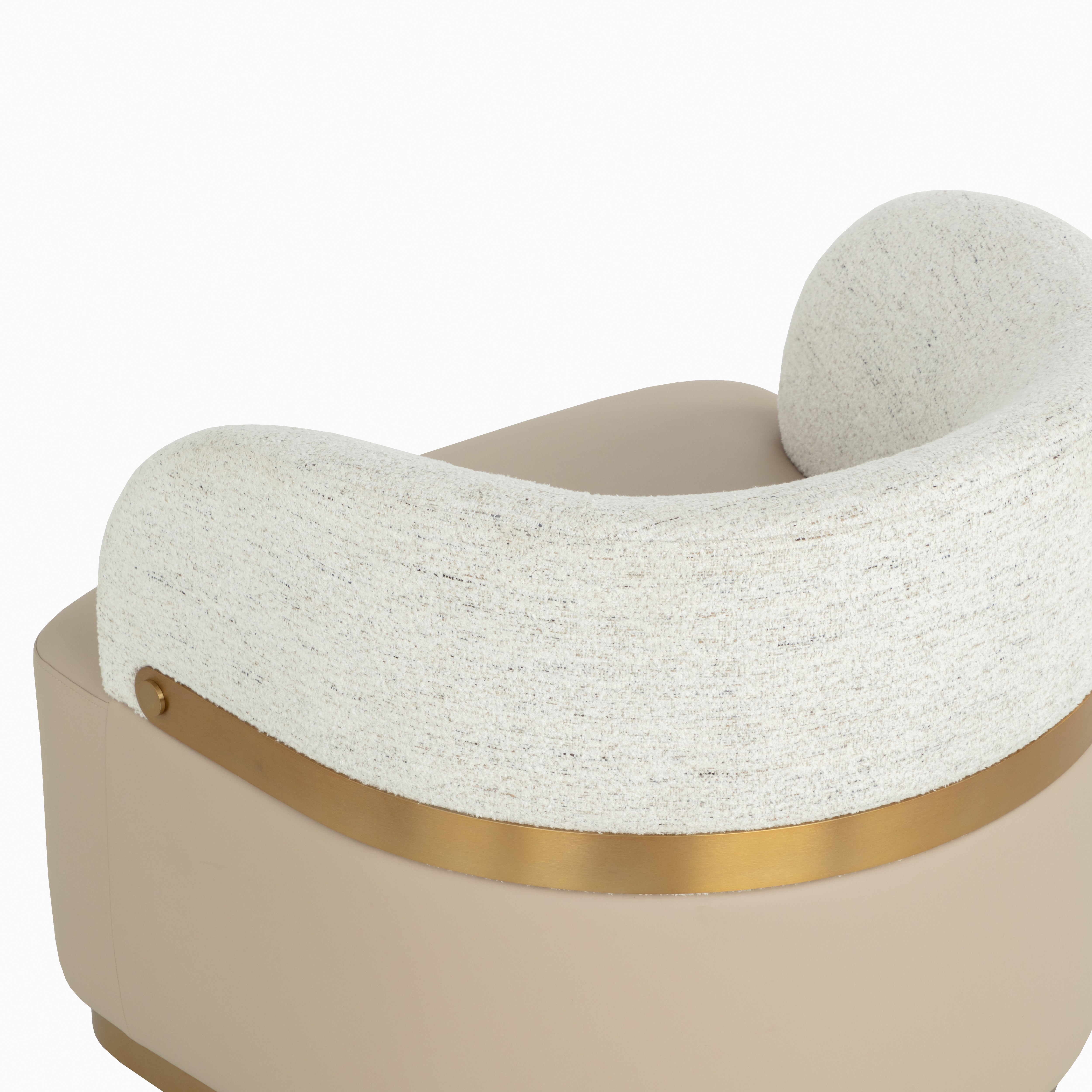 Salvaris Swivel Lounge Chair in Cream