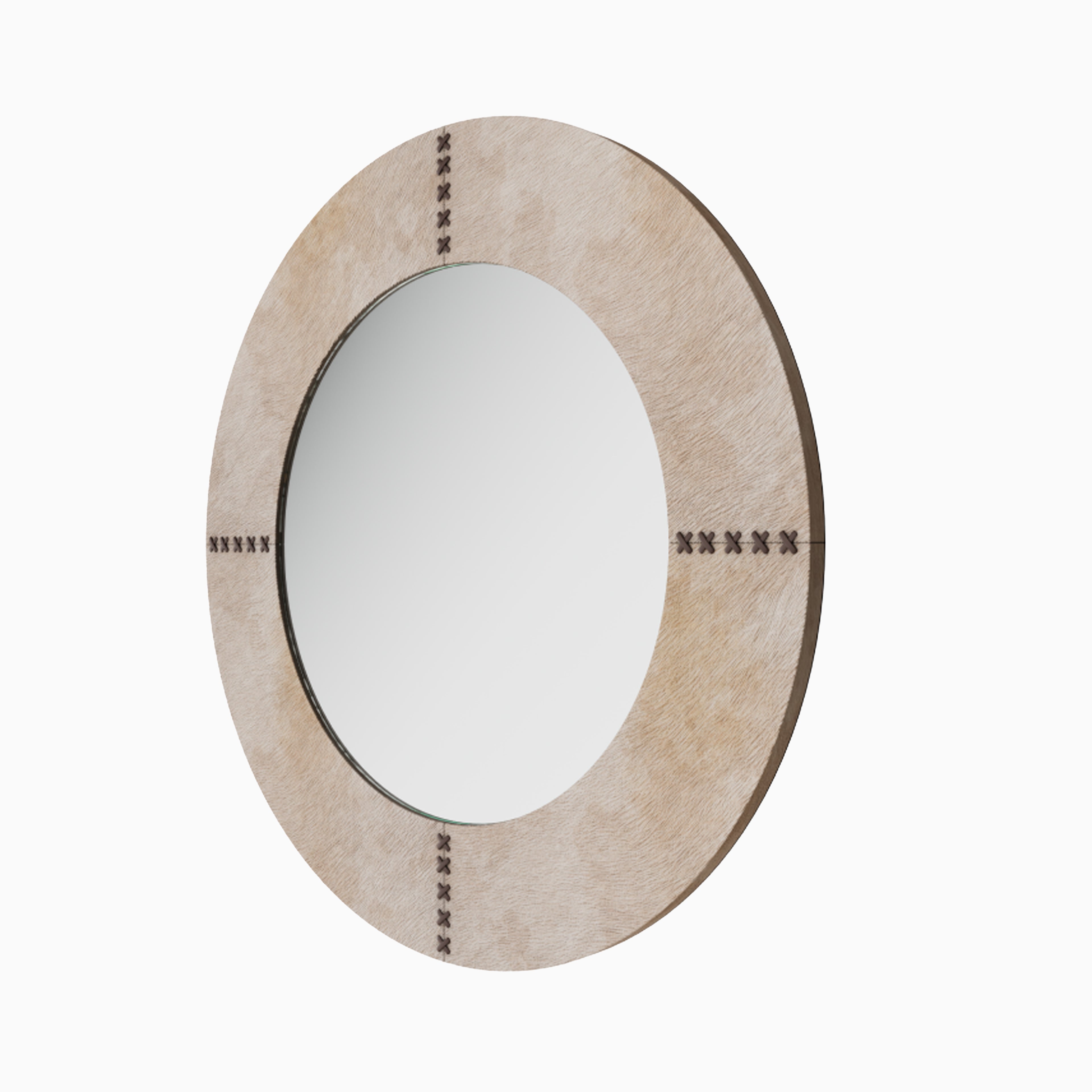 Vionna Round Mirror in White