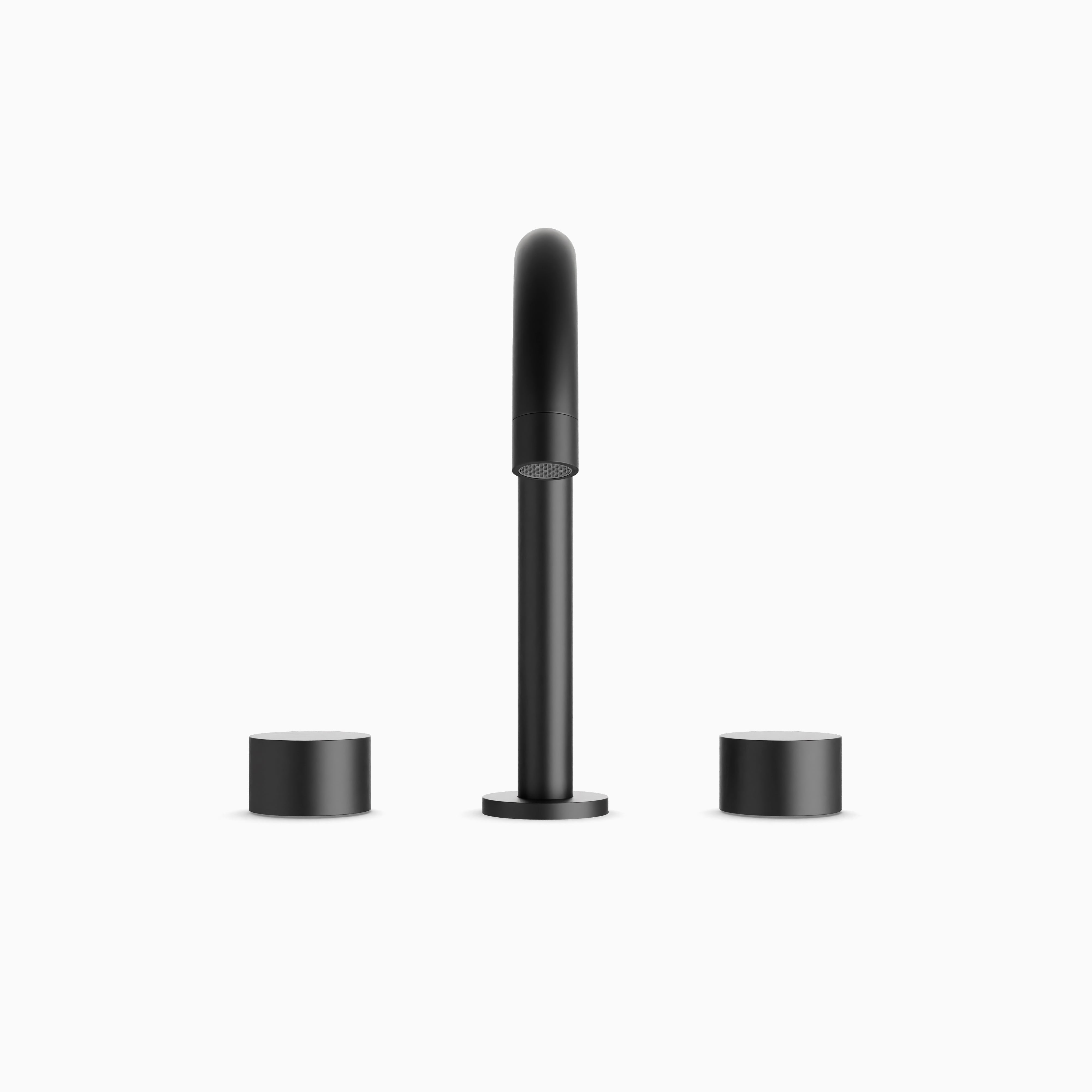 Alder 8" Widespread Bathroom Faucet With Arc Spout & Disc Handles in Matte Black