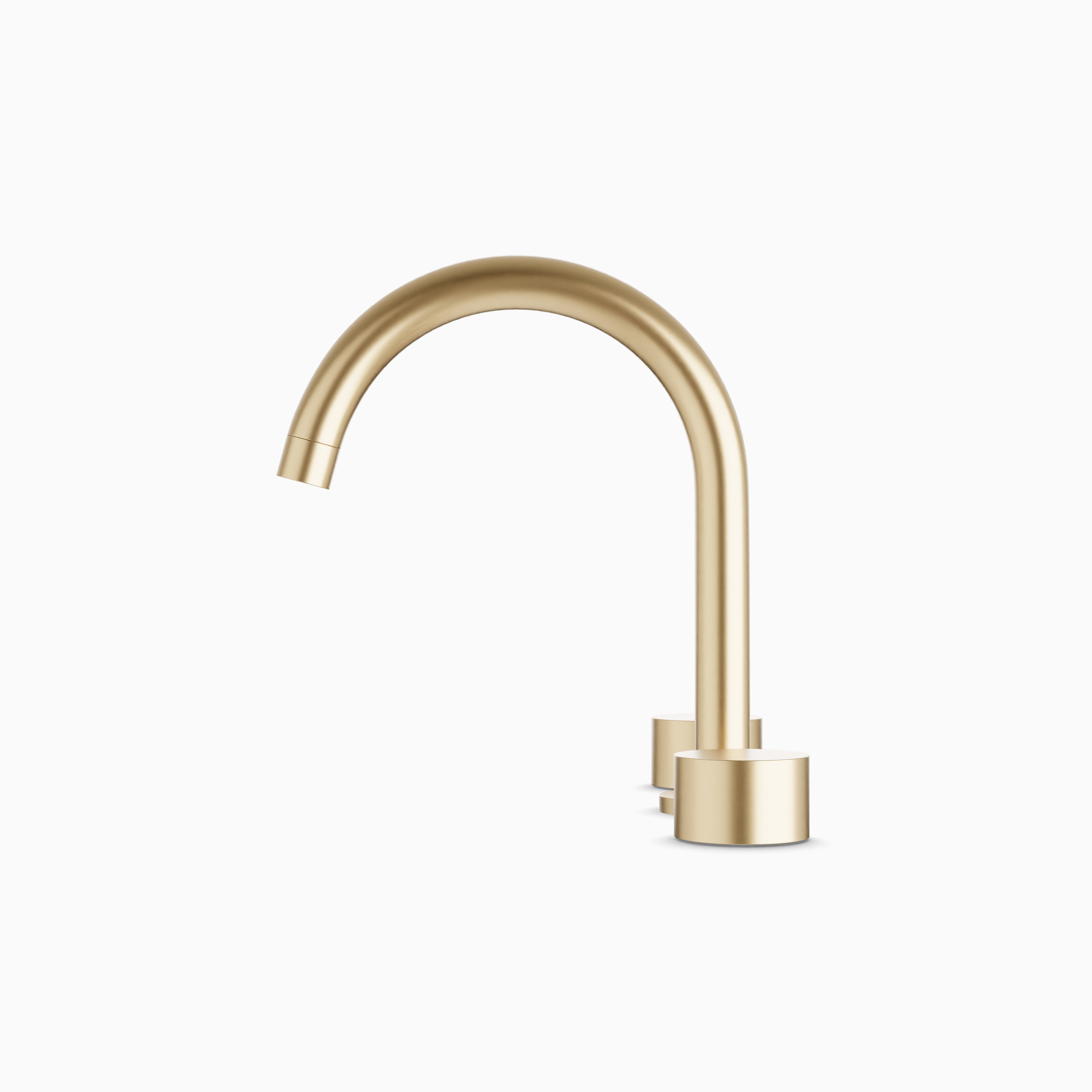 Alder 8" Widespread Bathroom Faucet With Arc Spout & Disc Handles in Satin Brass