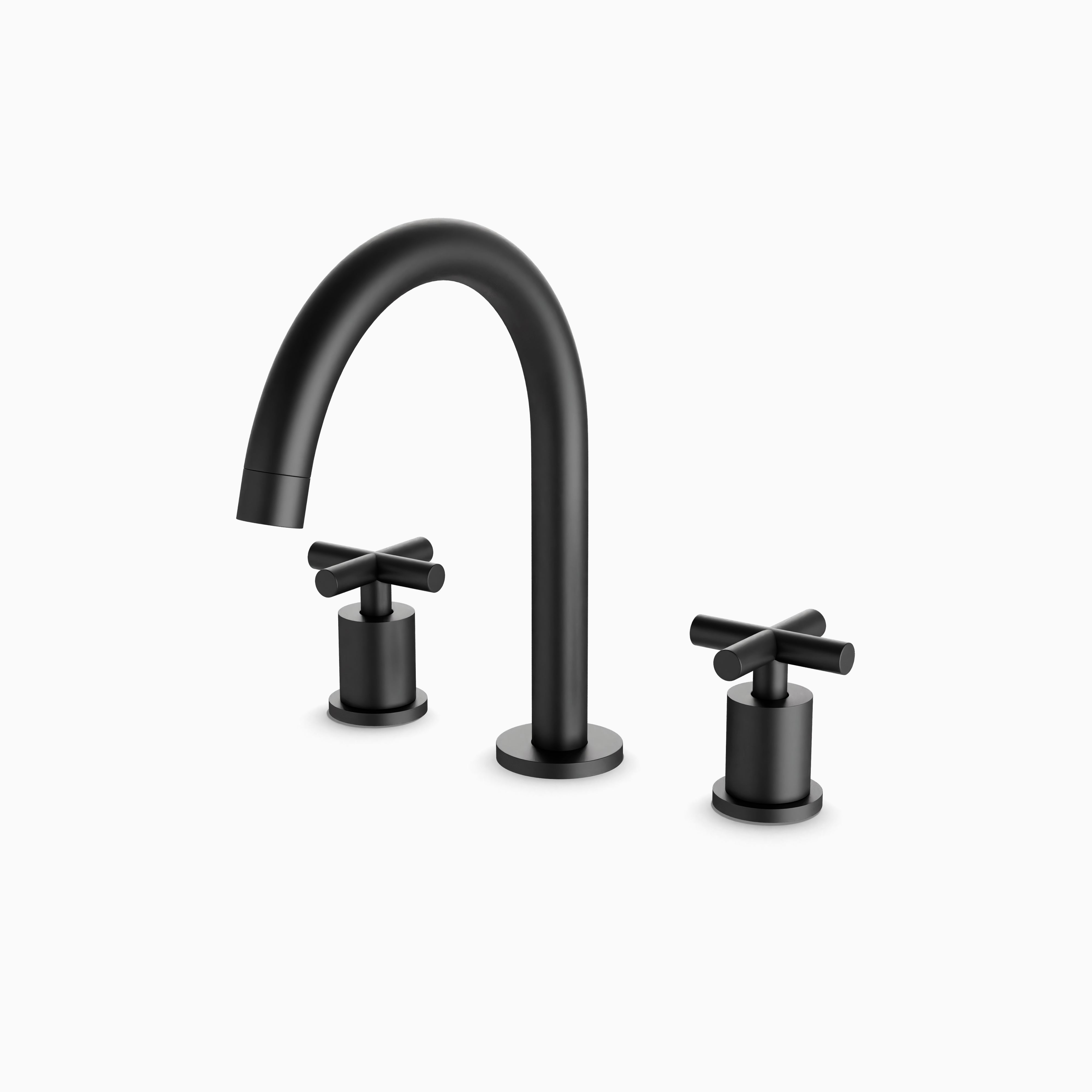 Alder 8" Widespread Bathroom Faucet With Arc Spout & Cross Handles in Matte Black