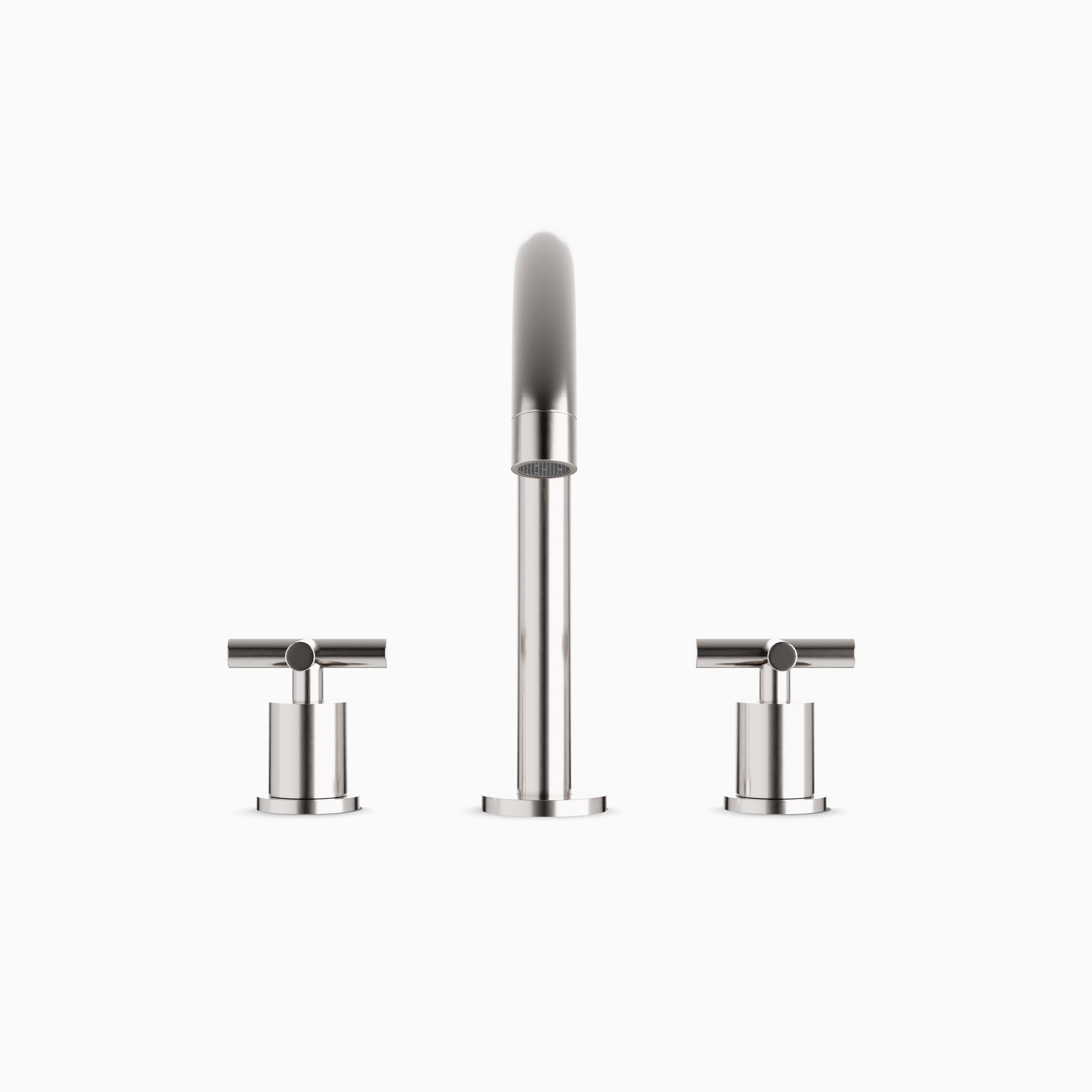 Alder 8" Widespread Bathroom Faucet With Arc Spout & Cross Handles in Brushed Nickel
