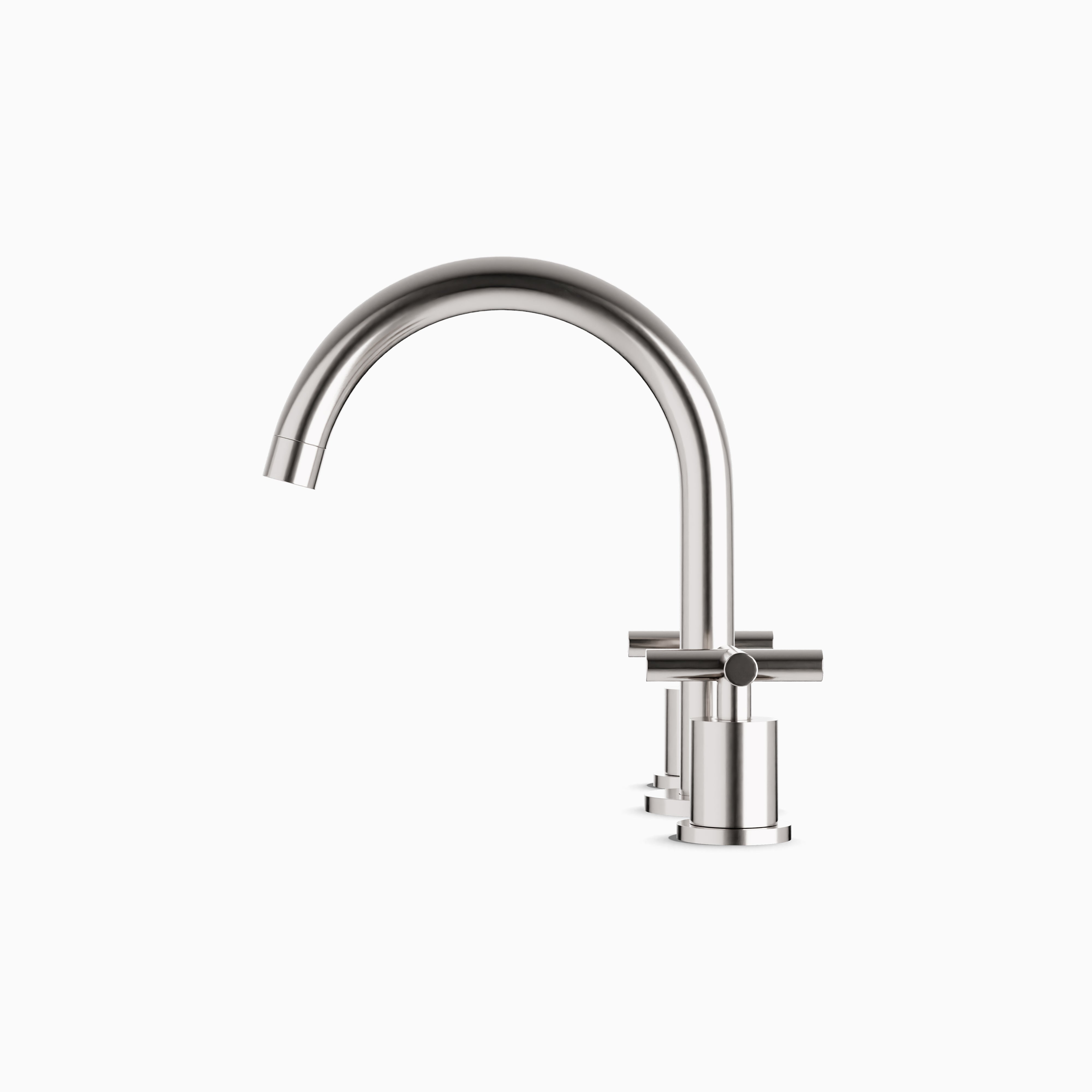 Alder 8" Widespread Bathroom Faucet With Arc Spout & Cross Handles in Brushed Nickel