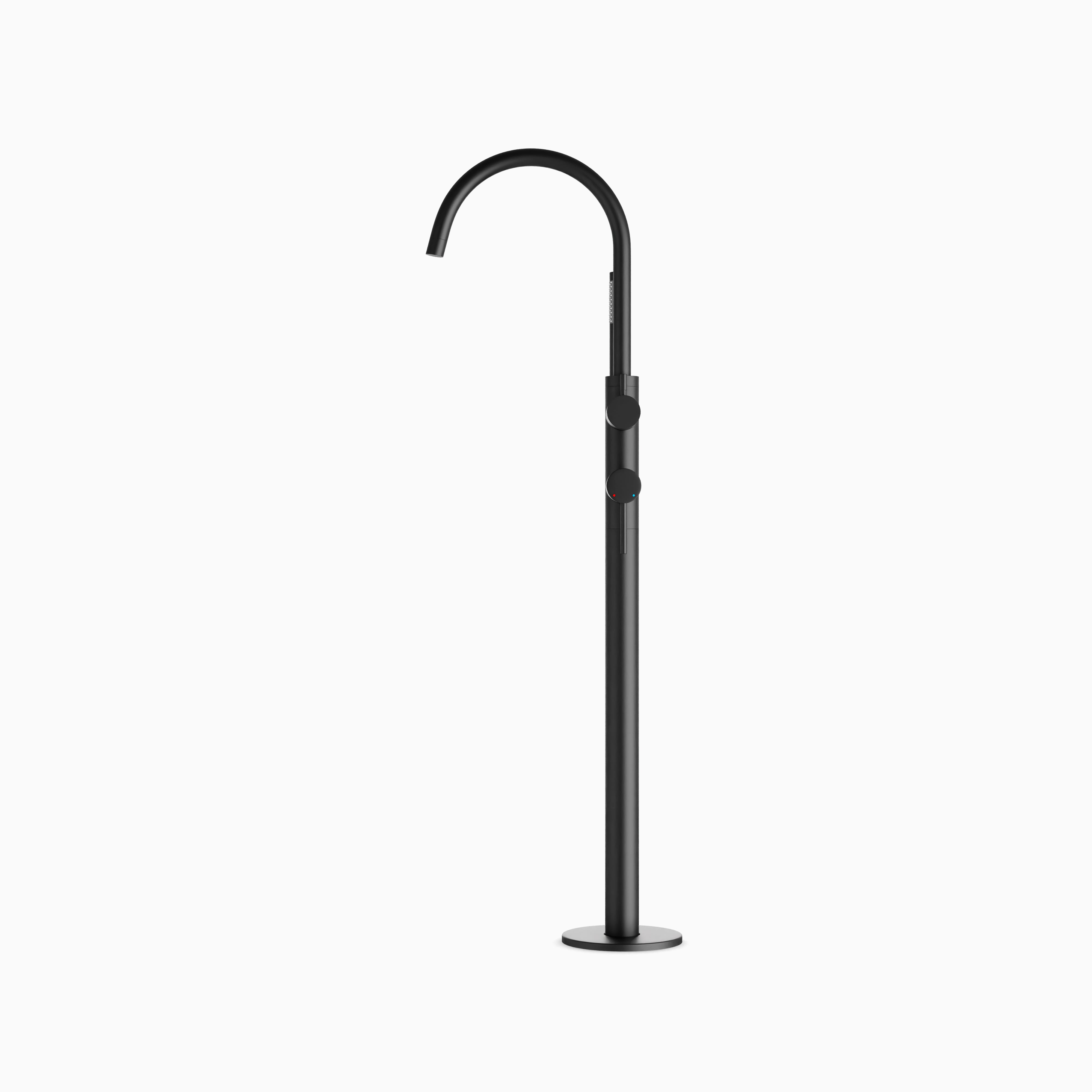 Alder Floor Mount Tub Filler Trim Kit with Hand Shower in Matte Black