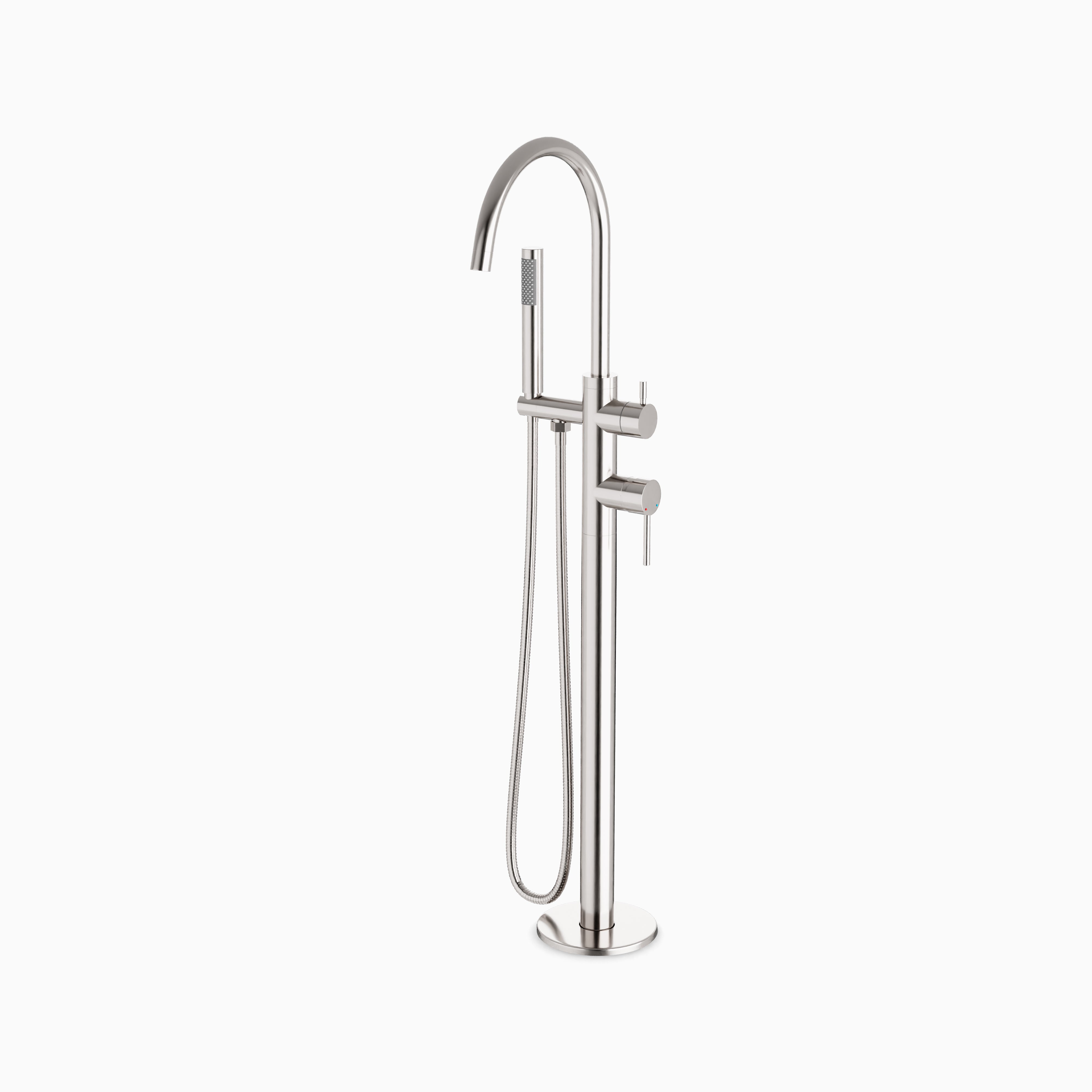 Alder Floor Mount Tub Filler Trim Kit with Hand Shower in Brushed Nickel