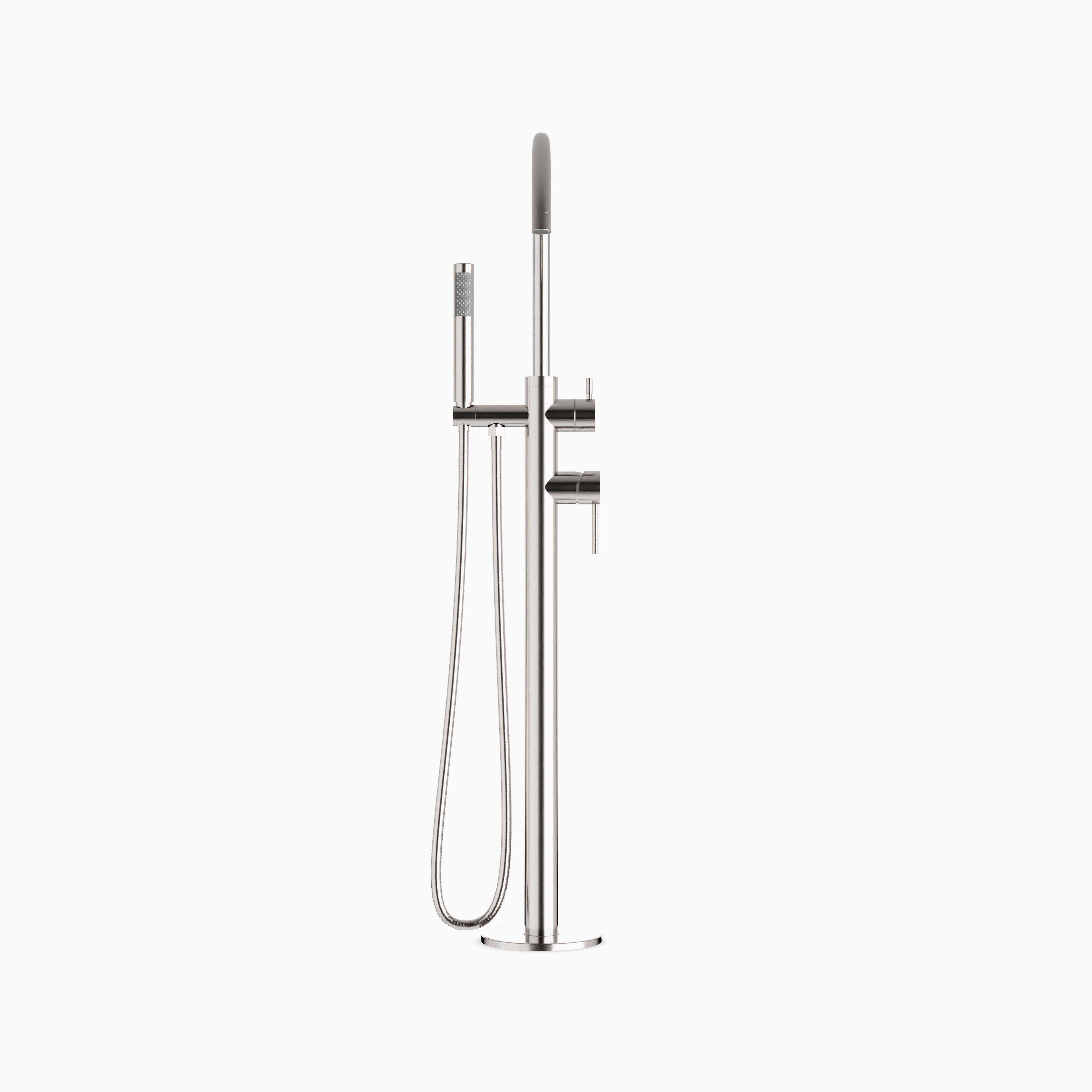 Alder Floor Mount Tub Filler Trim Kit with Hand Shower in Brushed Nickel
