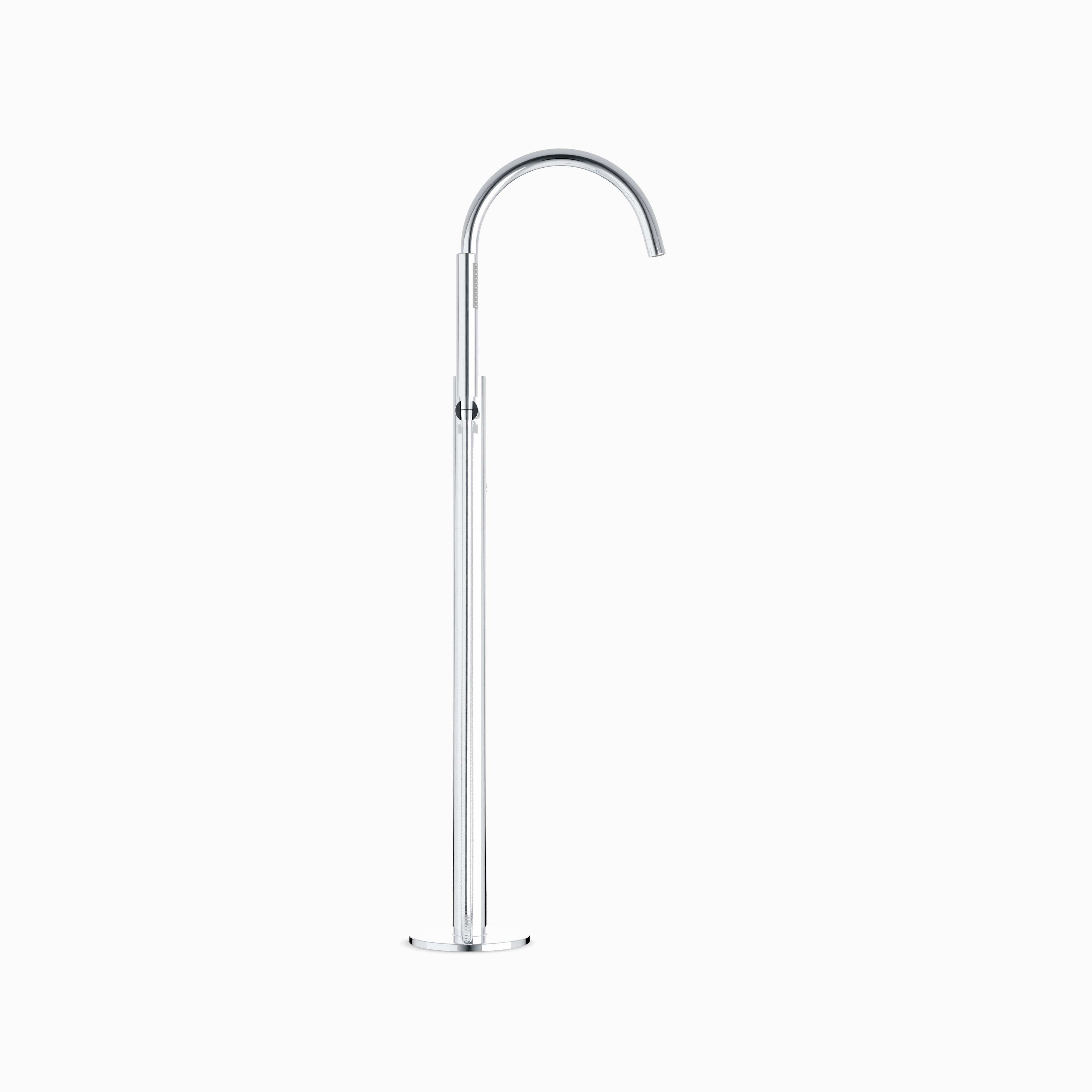 Alder Floor Mount Tub Filler Trim Kit with Hand Shower in Chrome