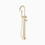 Alder Floor Mount Tub Filler Trim Kit with Hand Shower in Satin Brass