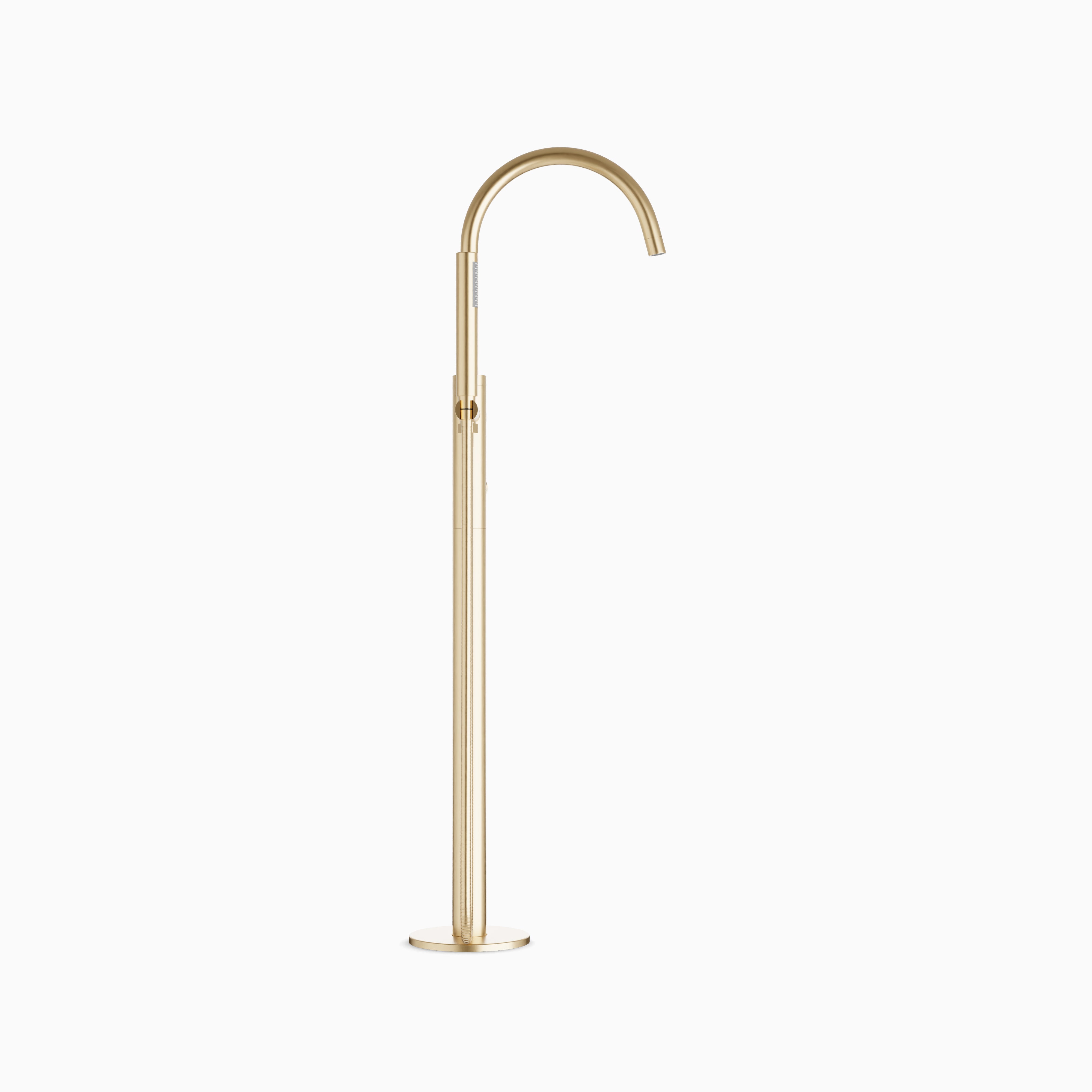 Alder Floor Mount Tub Filler Trim Kit with Hand Shower in Satin Brass