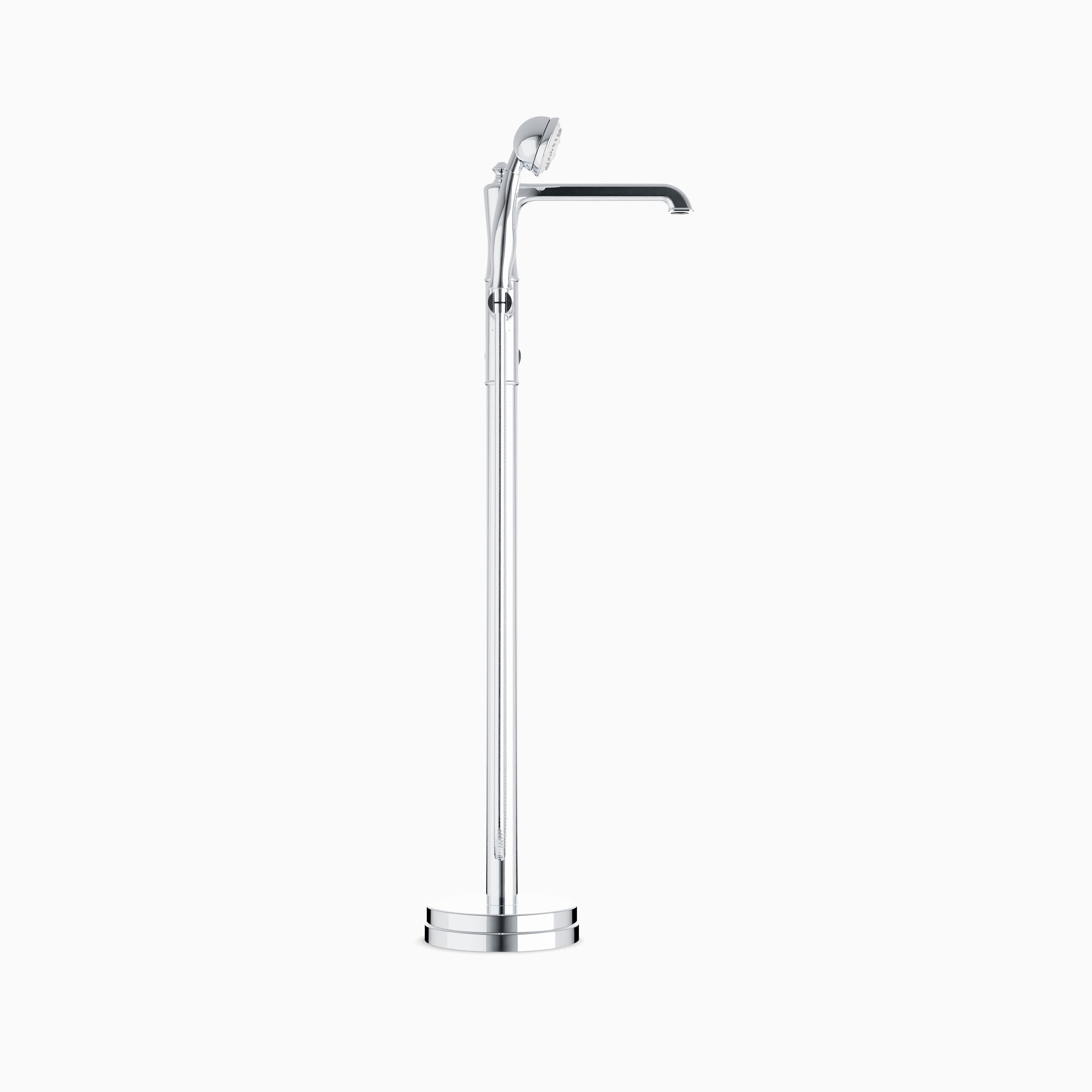 Linden Floor Mount Tub Filler Trim Kit with Hand Shower in Chrome
