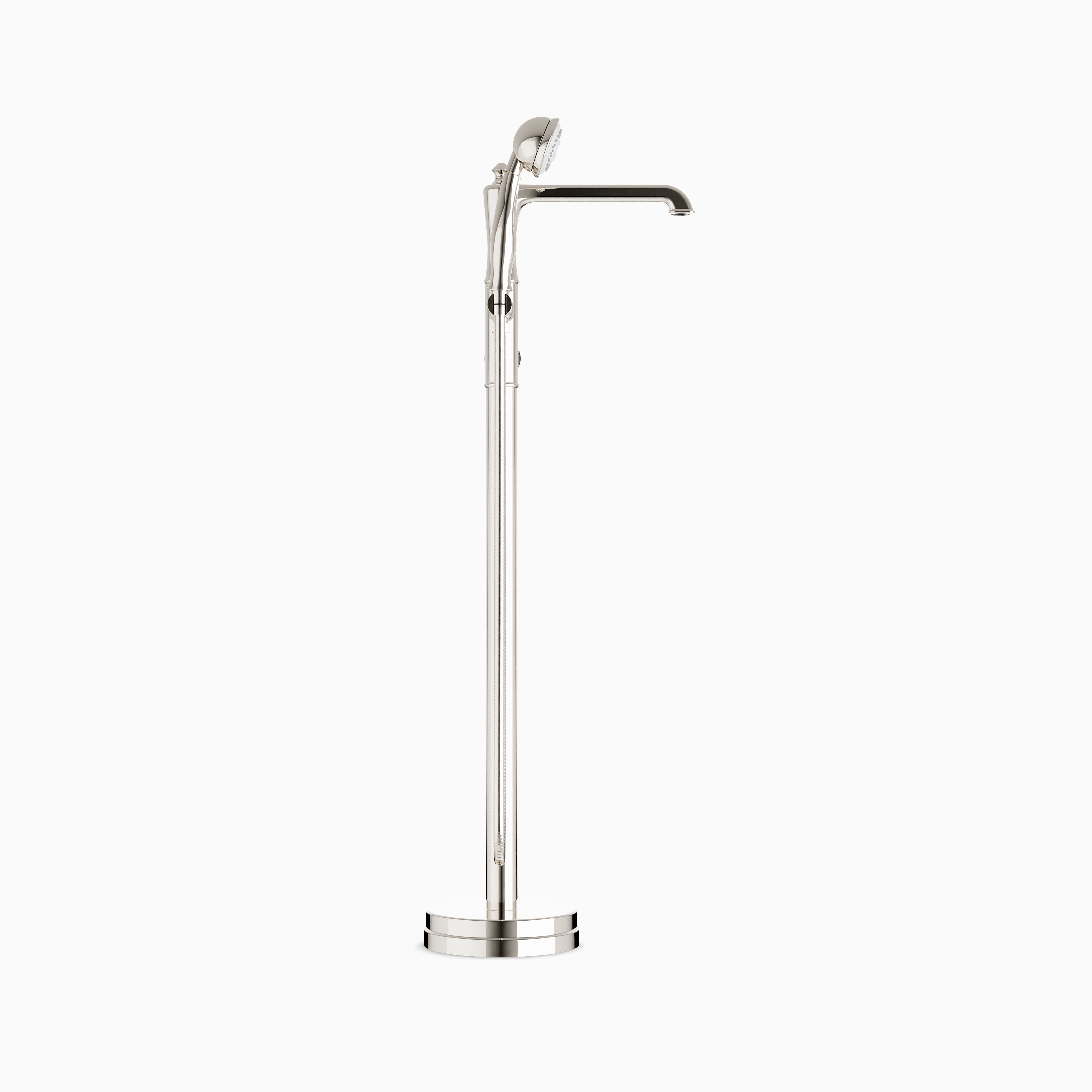 Linden Floor Mount Tub Filler Trim Kit with Hand Shower in Polished Nickel