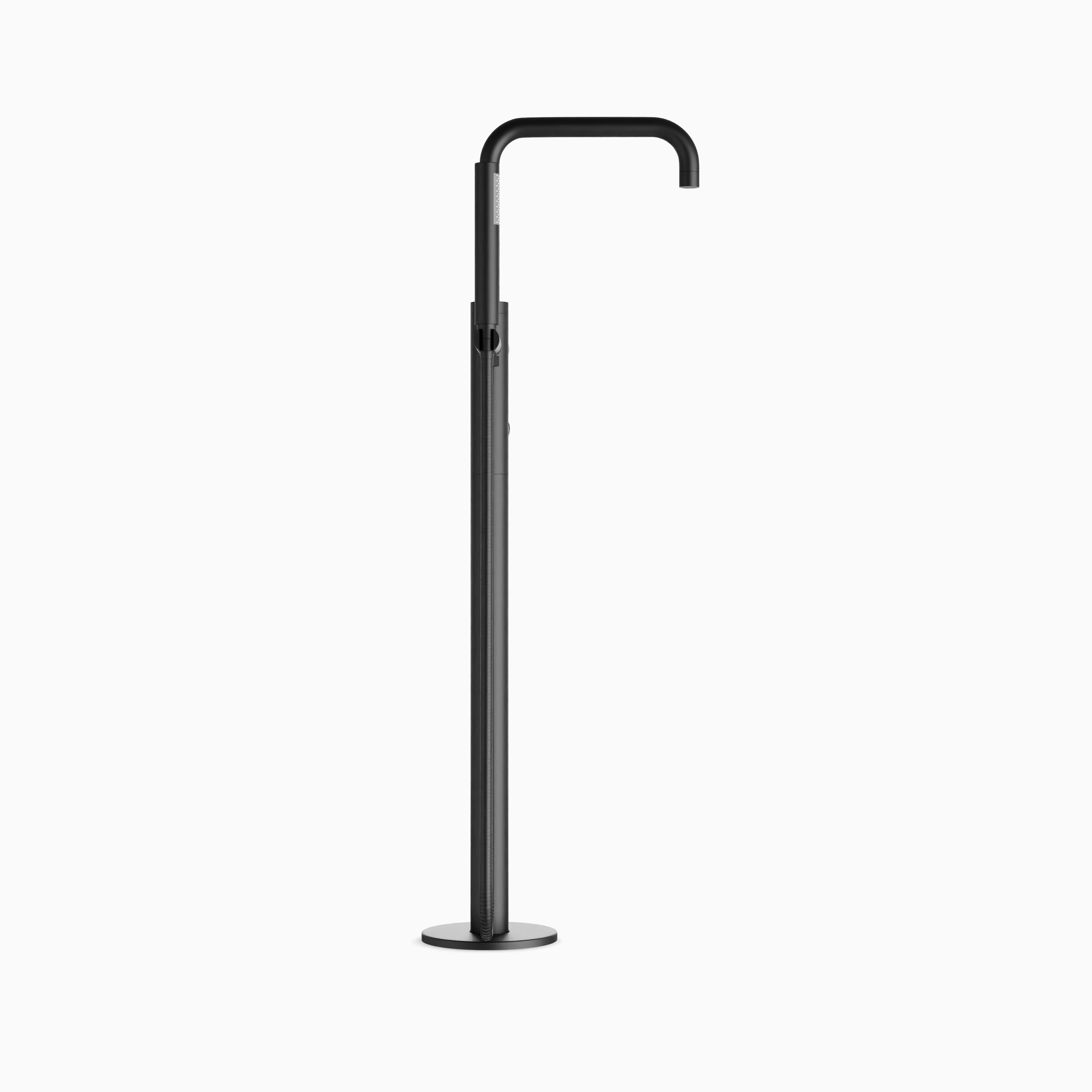 Alder Floor Mount Tub Filler Trim Kit with Low Spout & Hand Shower in Matte Black