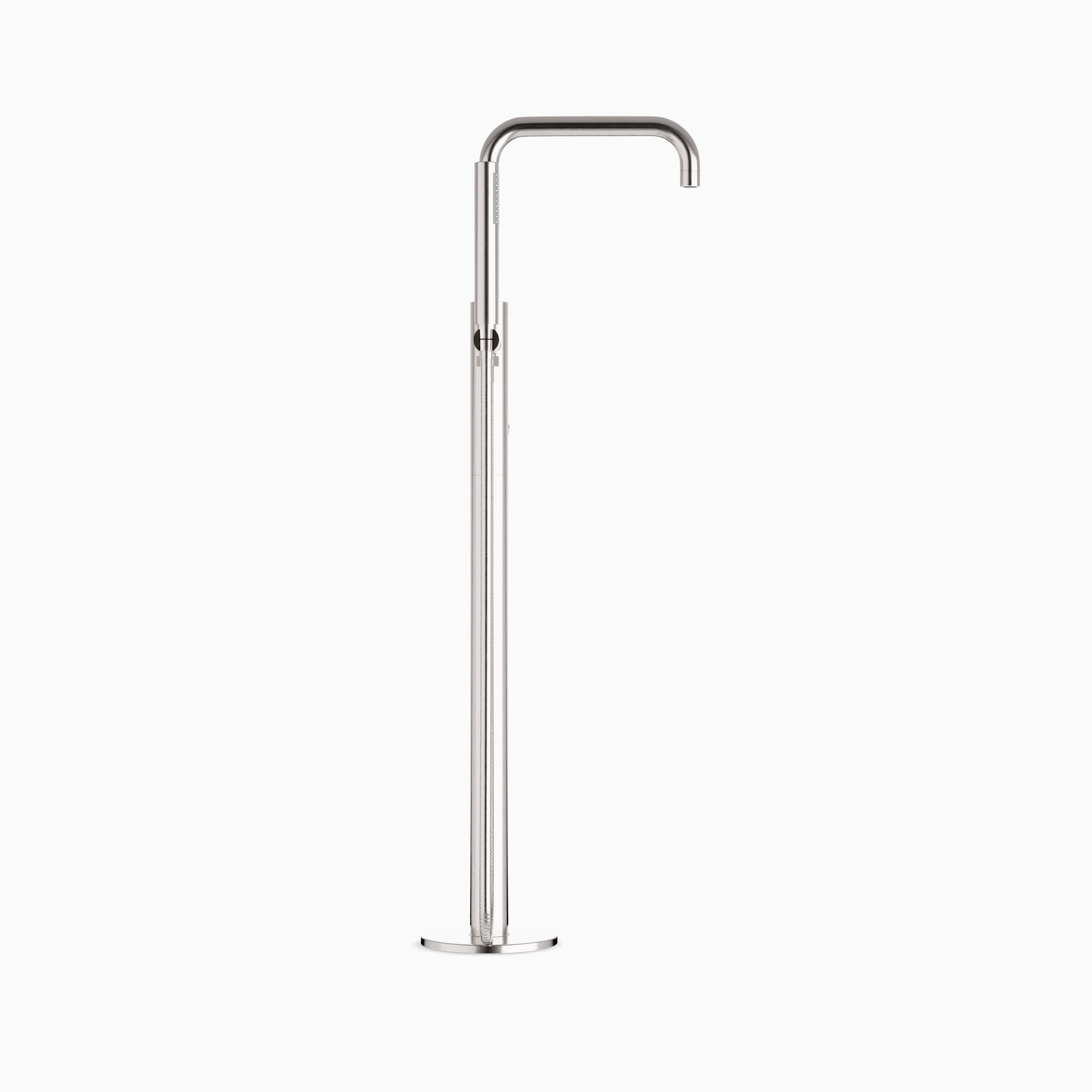 Alder Floor Mount Tub Filler Trim Kit with Low Spout & Hand Shower in Brushed Nickel