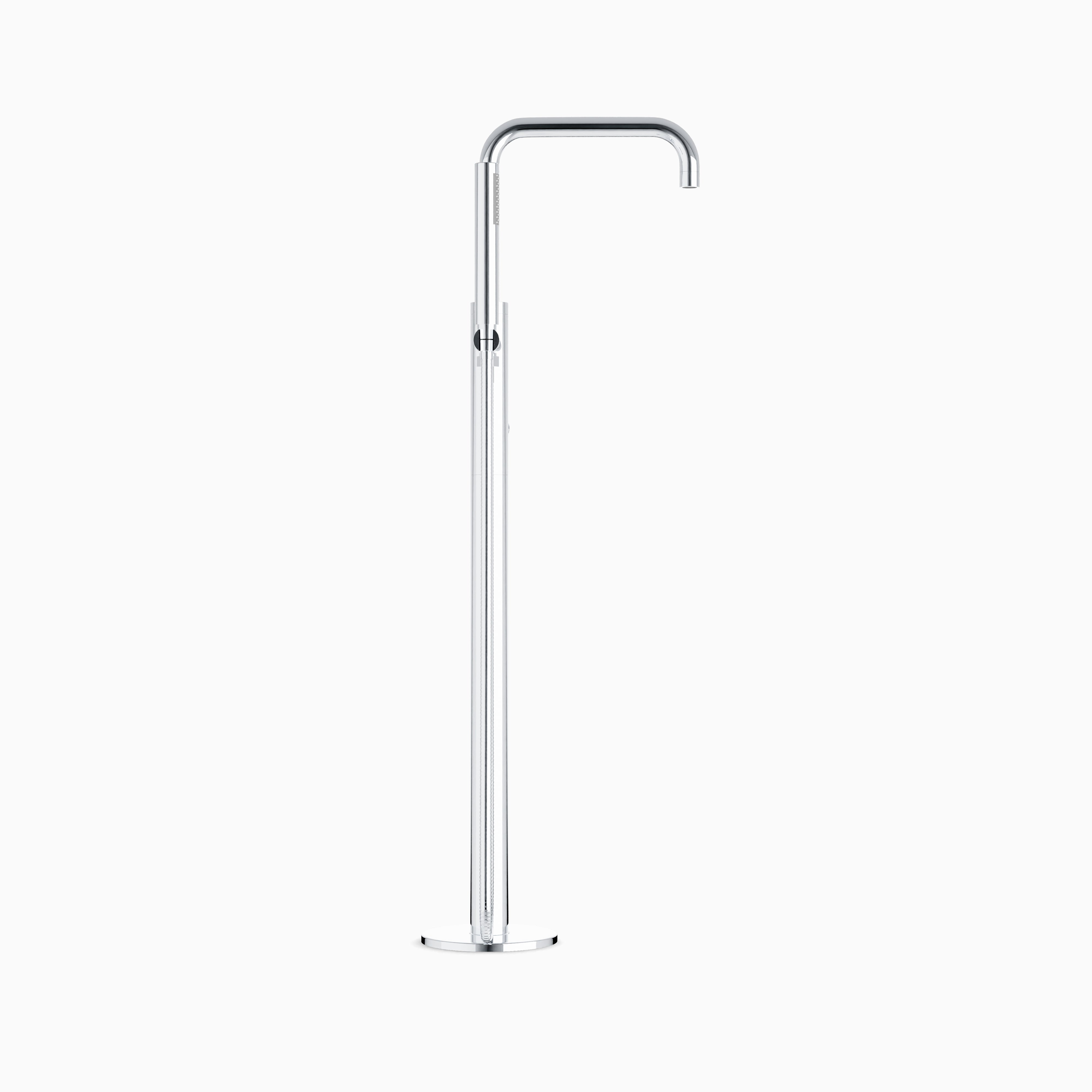 Alder Floor Mount Tub Filler Trim Kit with Low Spout & Hand Shower in Chrome