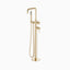 Alder Floor Mount Tub Filler Trim Kit with Low Spout & Hand Shower in Satin Brass