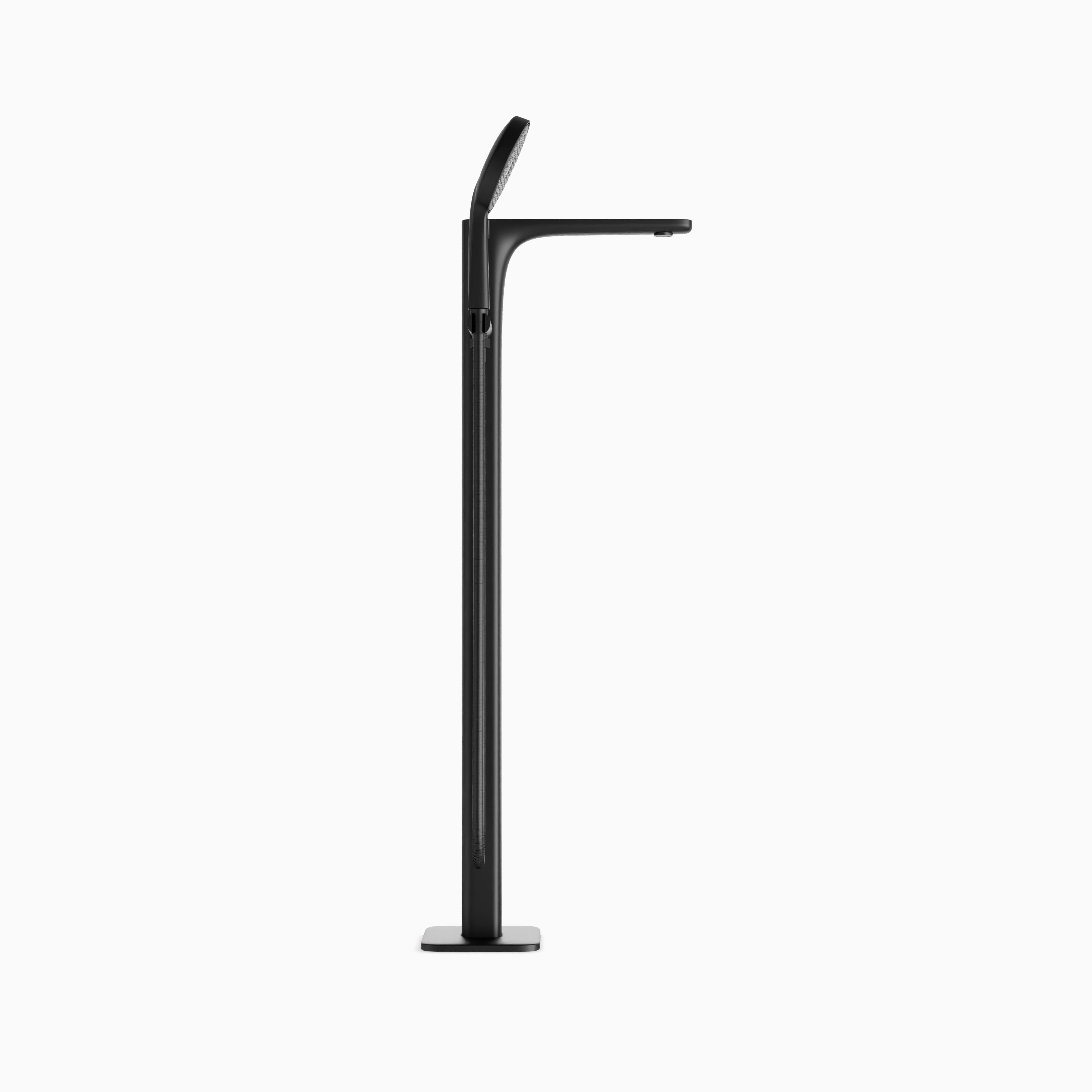 Cove Floor Mount Tub Filler Trim Kit with Hand Shower in Matte Black