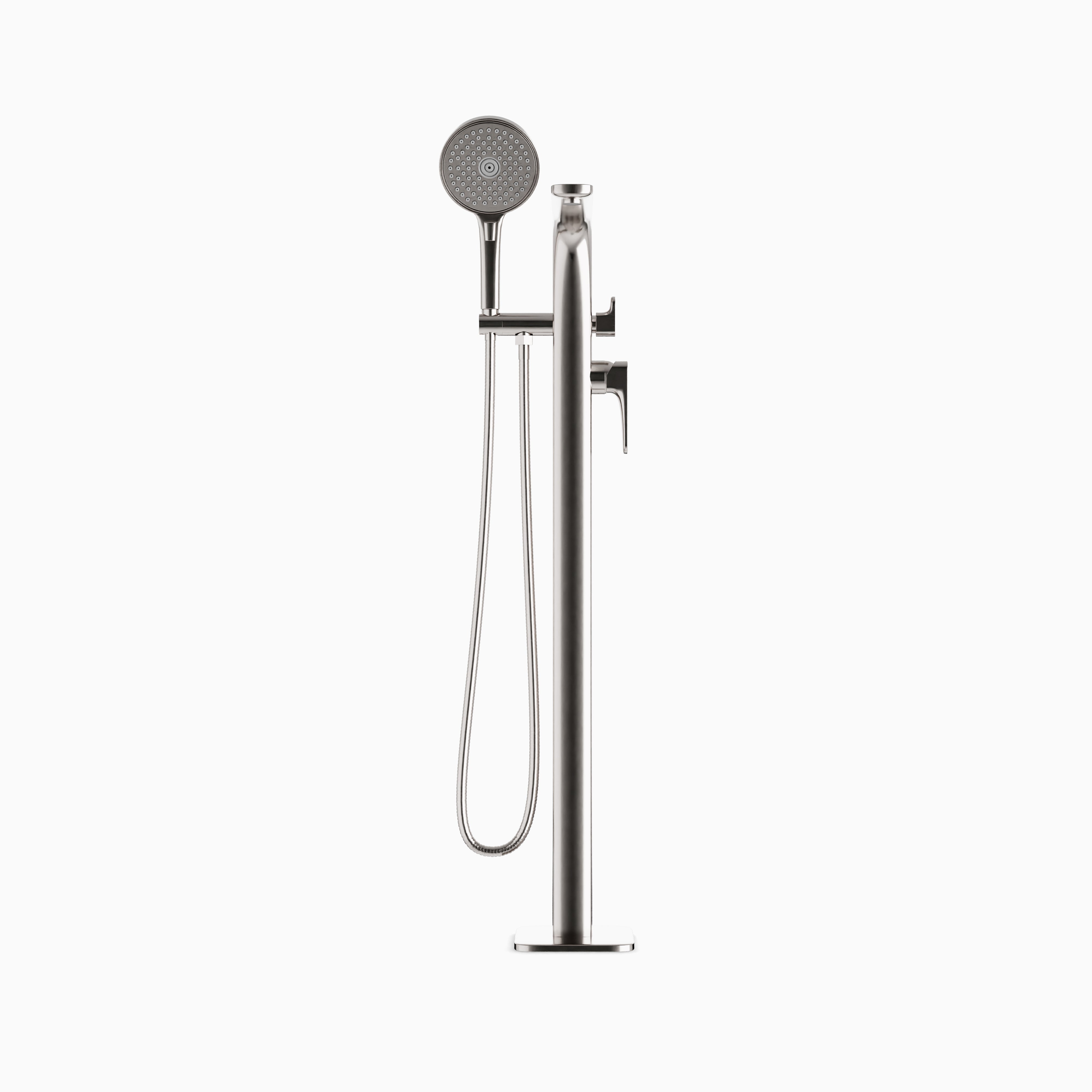 Cove Floor Mount Tub Filler Trim Kit with Hand Shower in Brushed Nickel