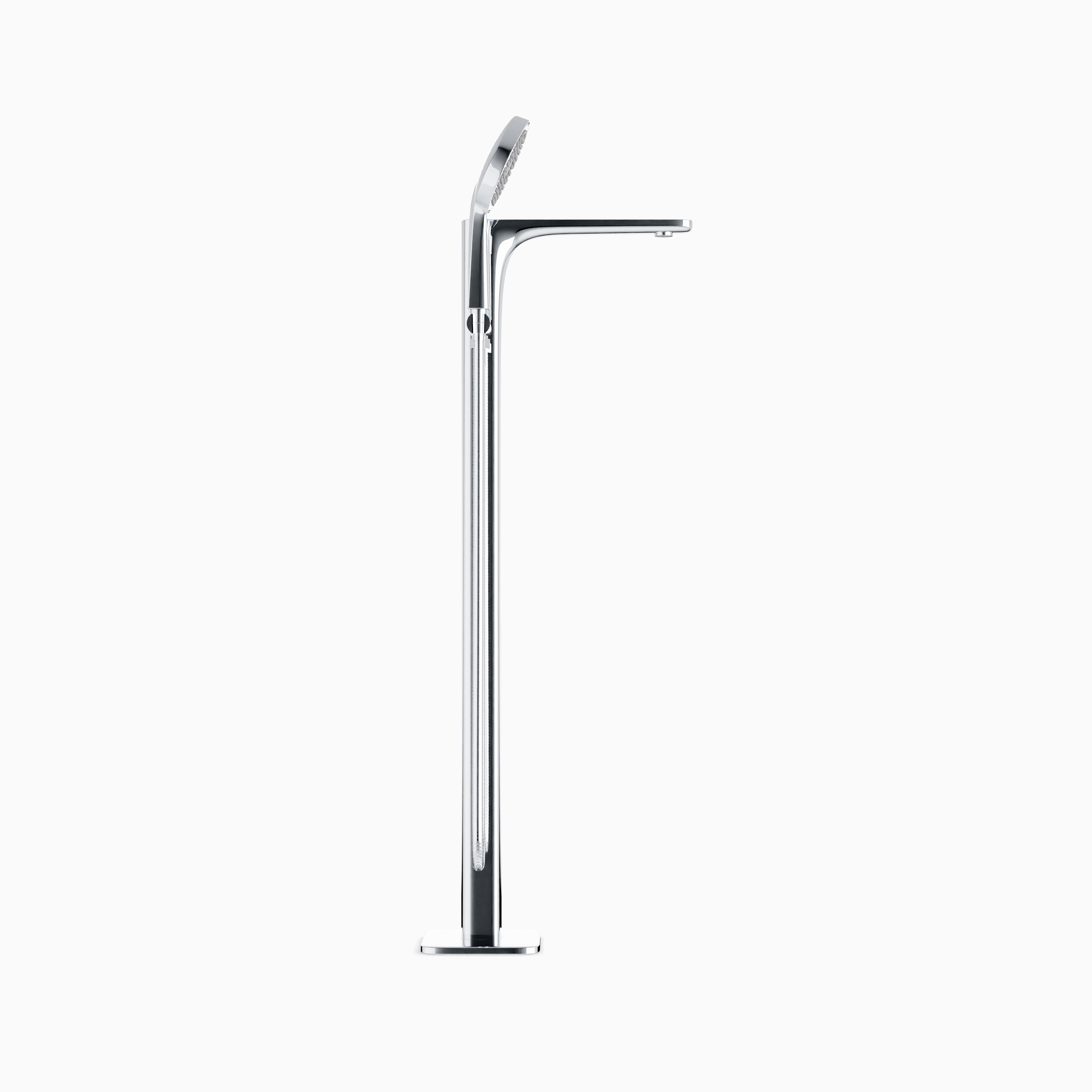 Cove Floor Mount Tub Filler Trim Kit with Hand Shower in Chrome