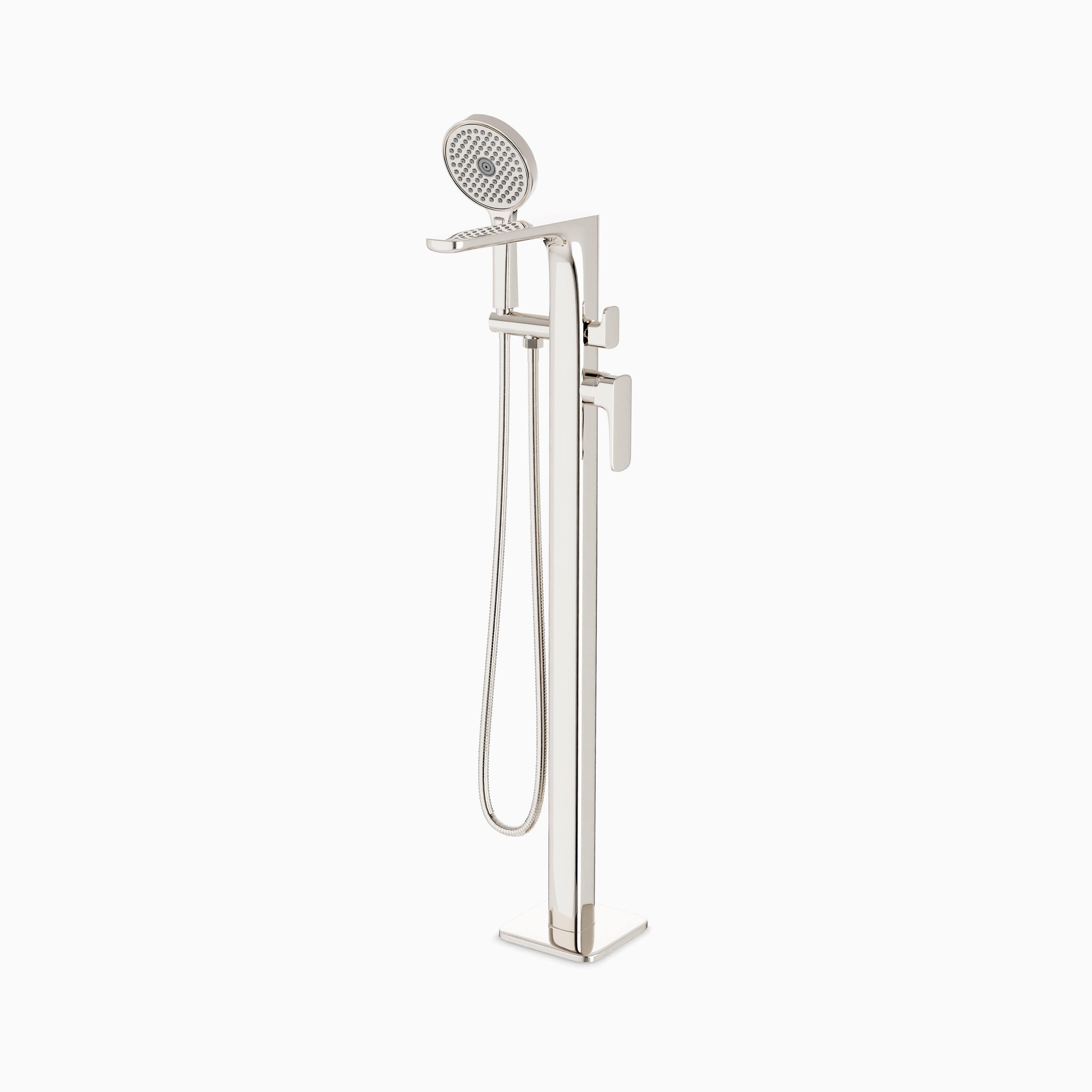 Cove Floor Mount Tub Filler Trim Kit with Hand Shower in Polished Nickel