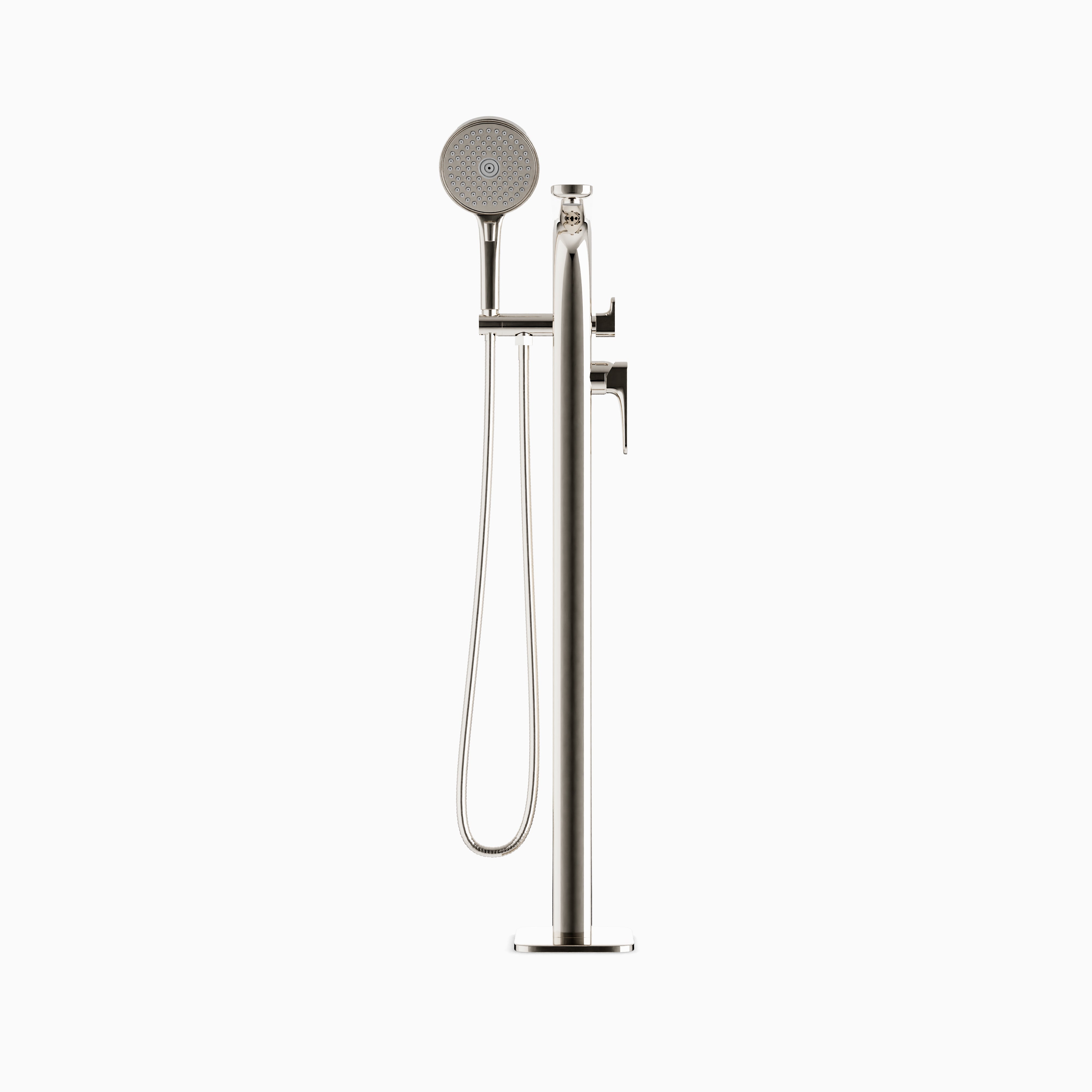 Cove Floor Mount Tub Filler Trim Kit with Hand Shower in Polished Nickel