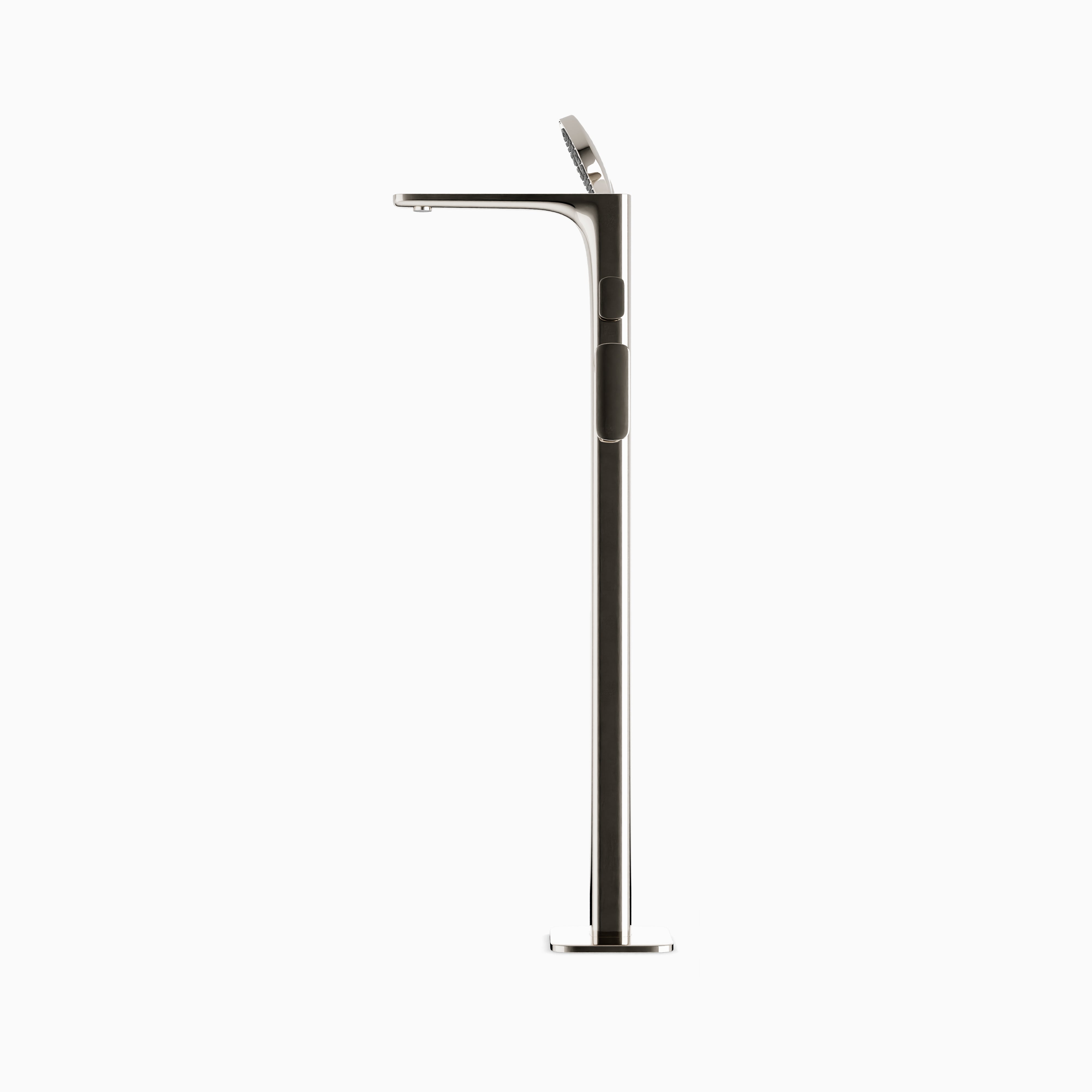 Cove Floor Mount Tub Filler Trim Kit with Hand Shower in Polished Nickel