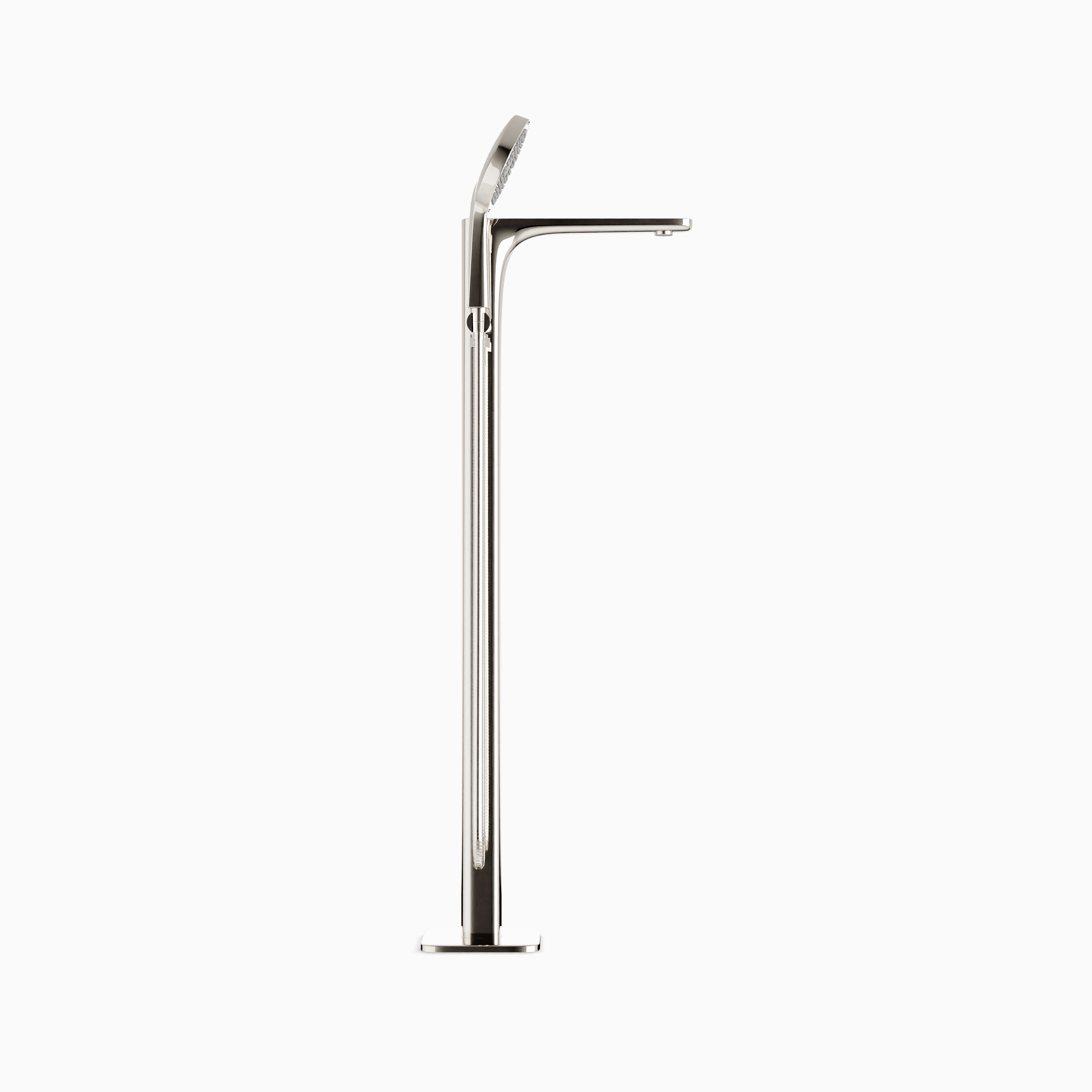 Cove Floor Mount Tub Filler Trim Kit with Hand Shower in Polished Nickel