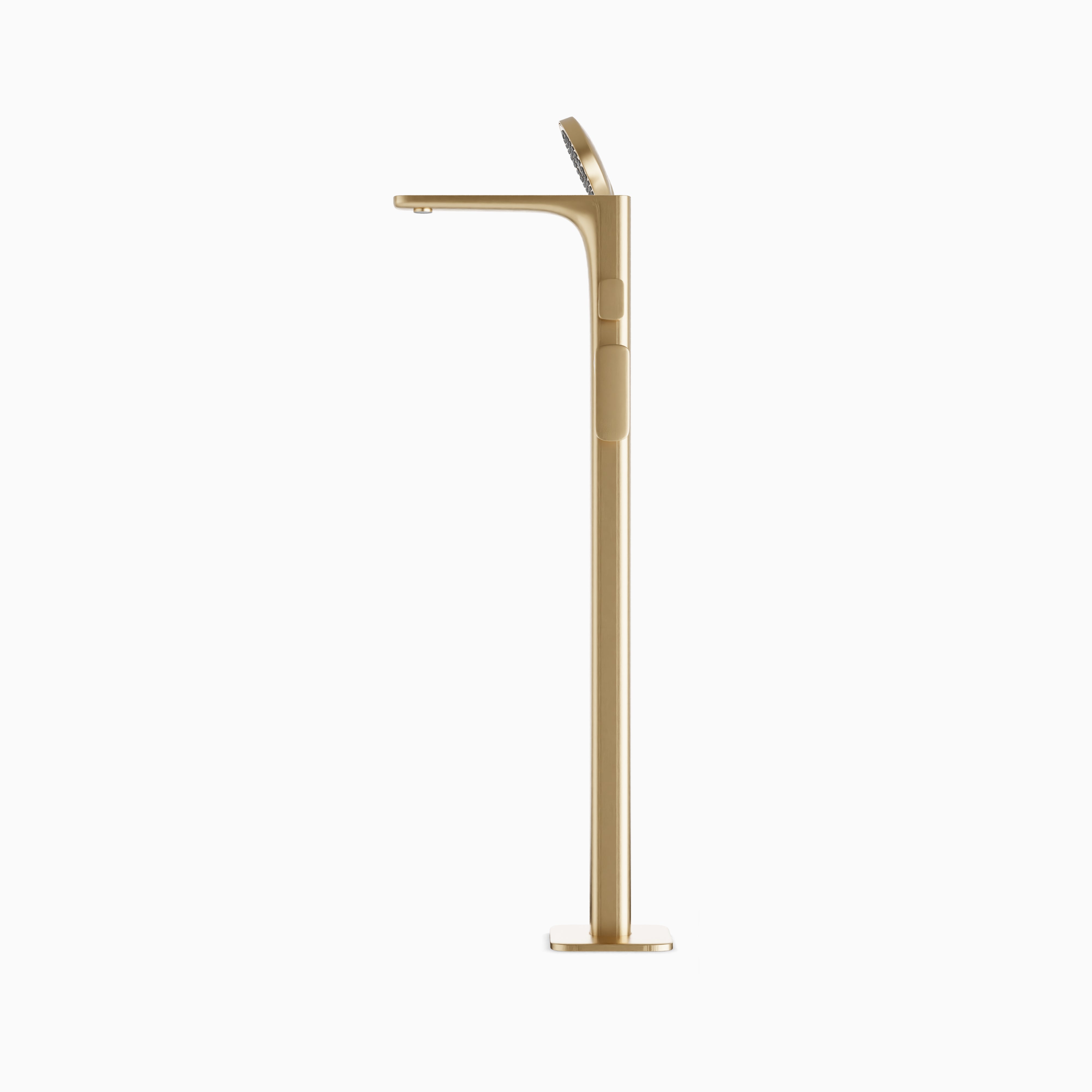 Cove Floor Mount Tub Filler Trim Kit with Hand Shower in Satin Brass