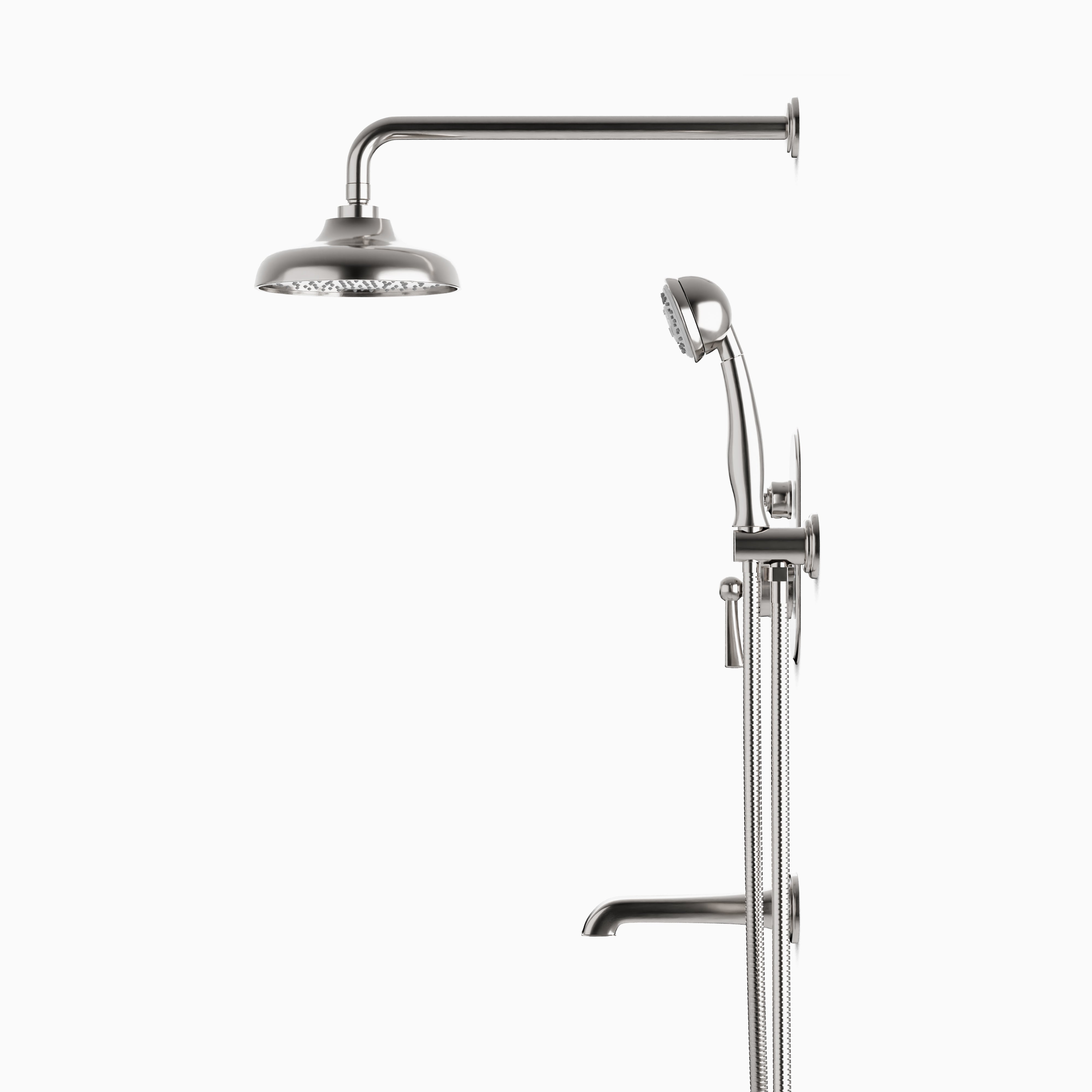 Linden Thermostatic Shower Trim Kit with Hand Shower & Tub Filler in Brushed Nickel