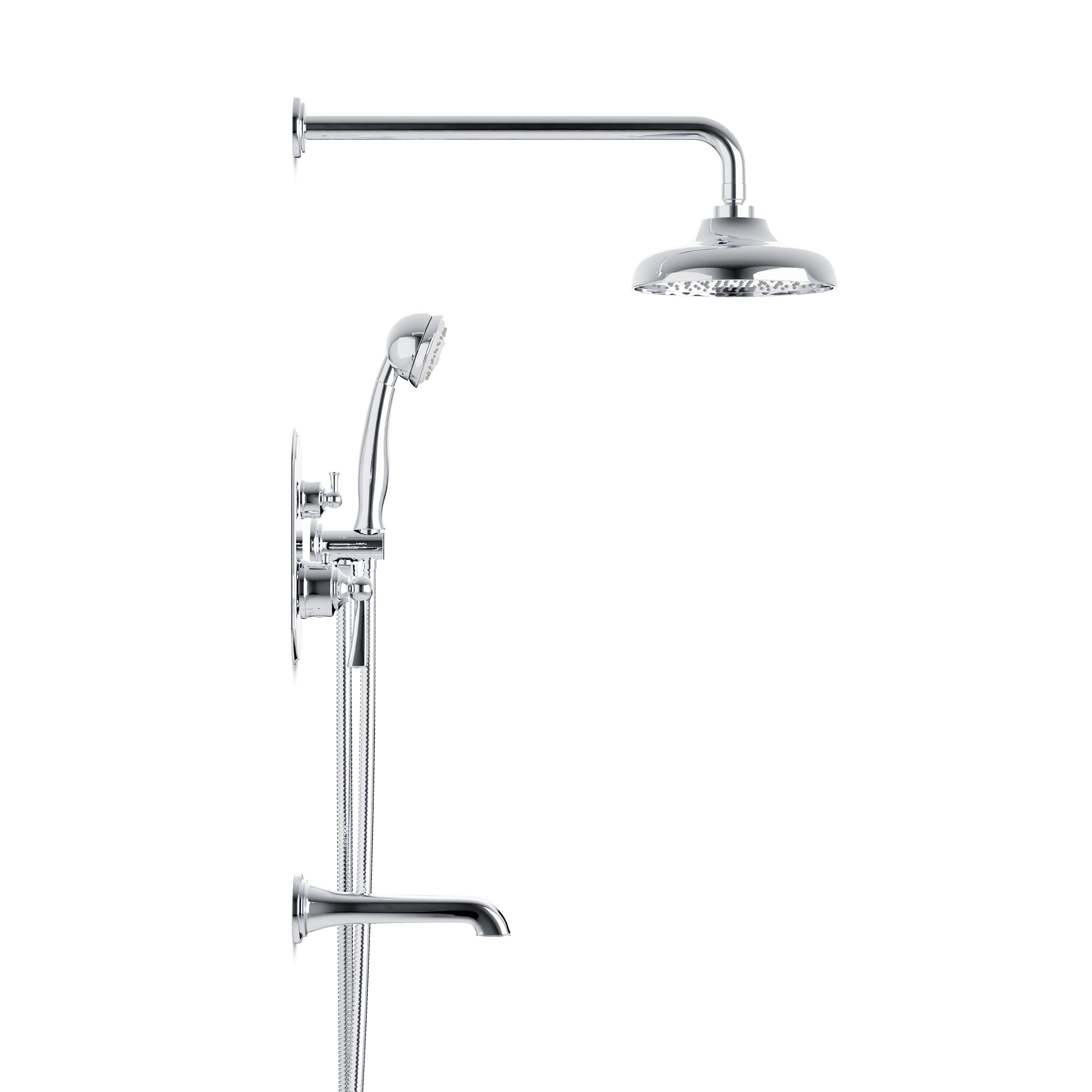 Linden Thermostatic Shower Trim Kit with Hand Shower & Tub Filler in Chrome